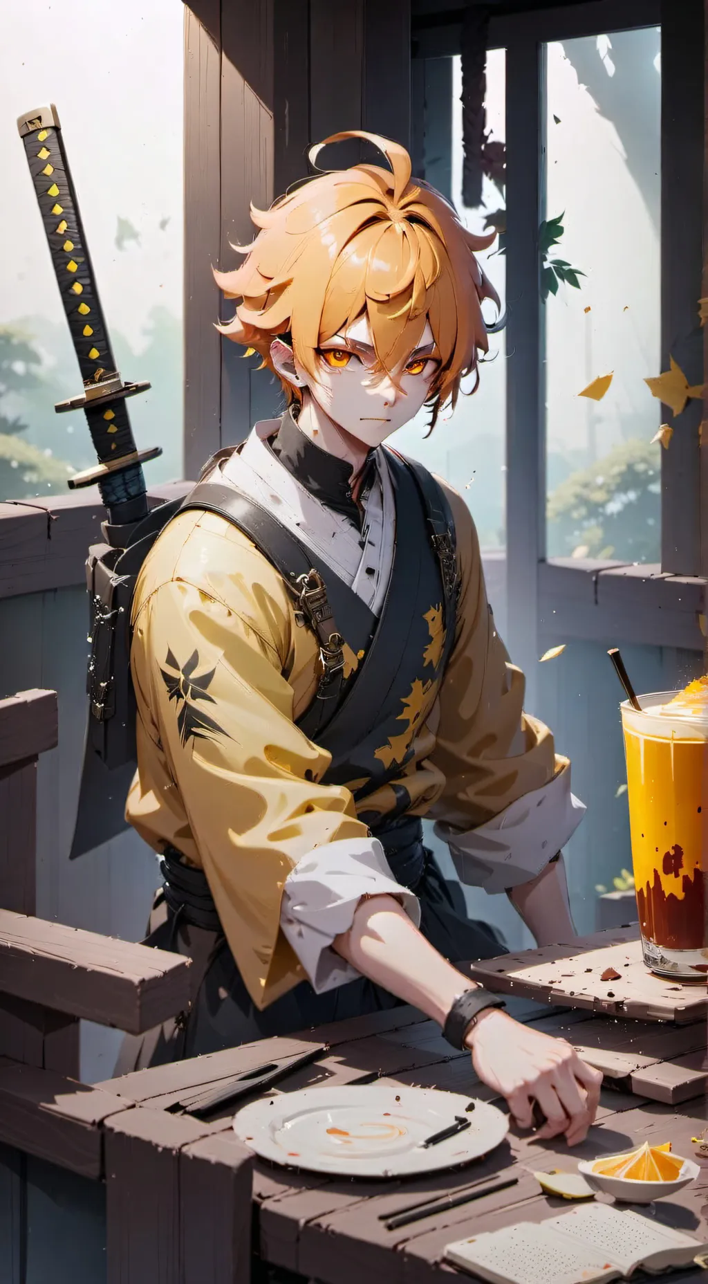 ai character: zenitsu x nezuko  background