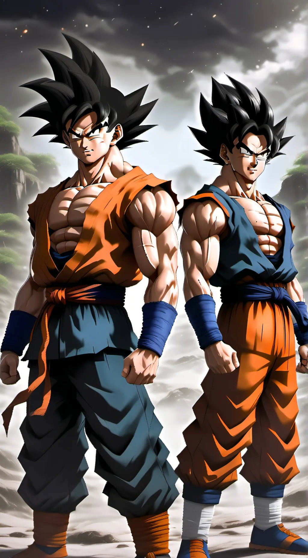ai character: Goku vs Vegeta background