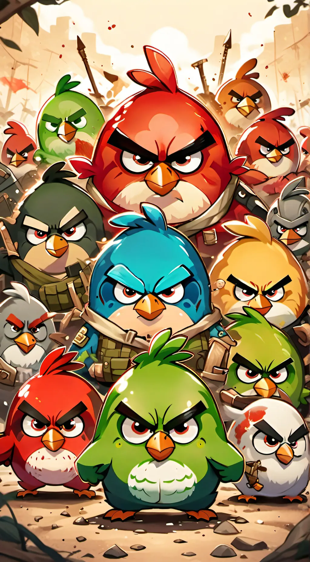 ai character: angry bird army background