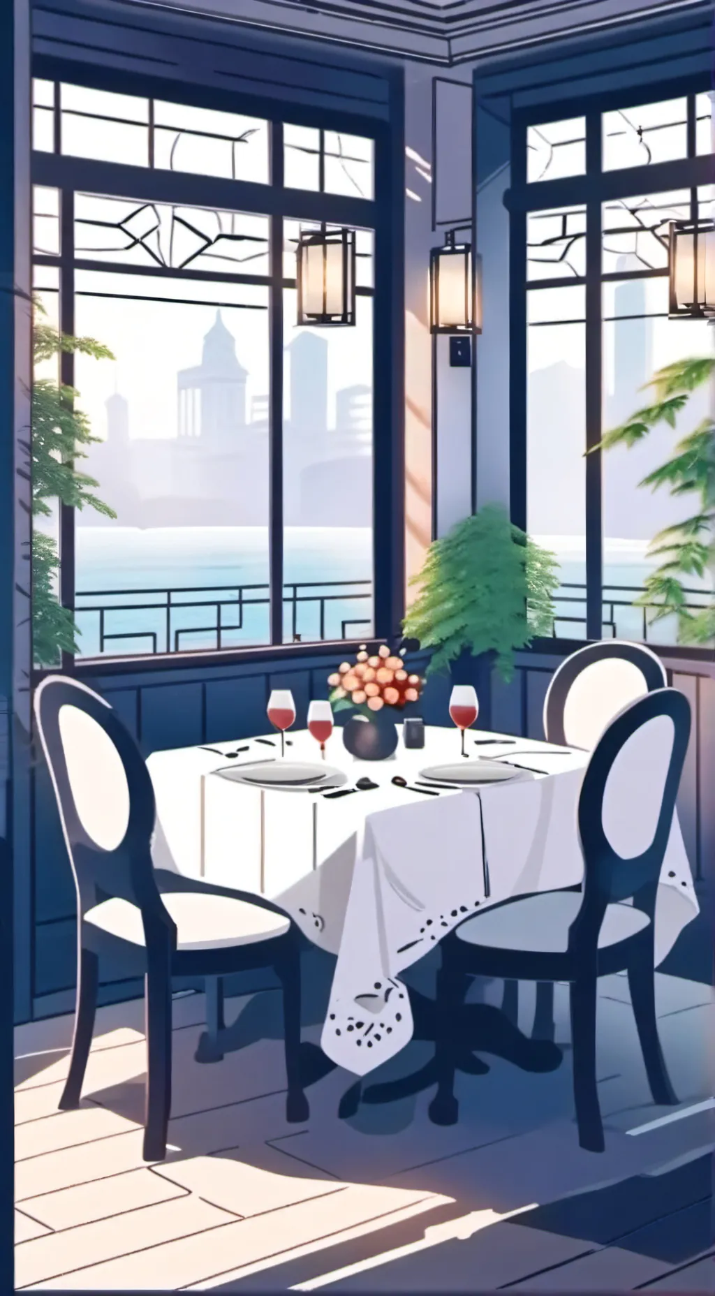 ai character: Cod restaurant background