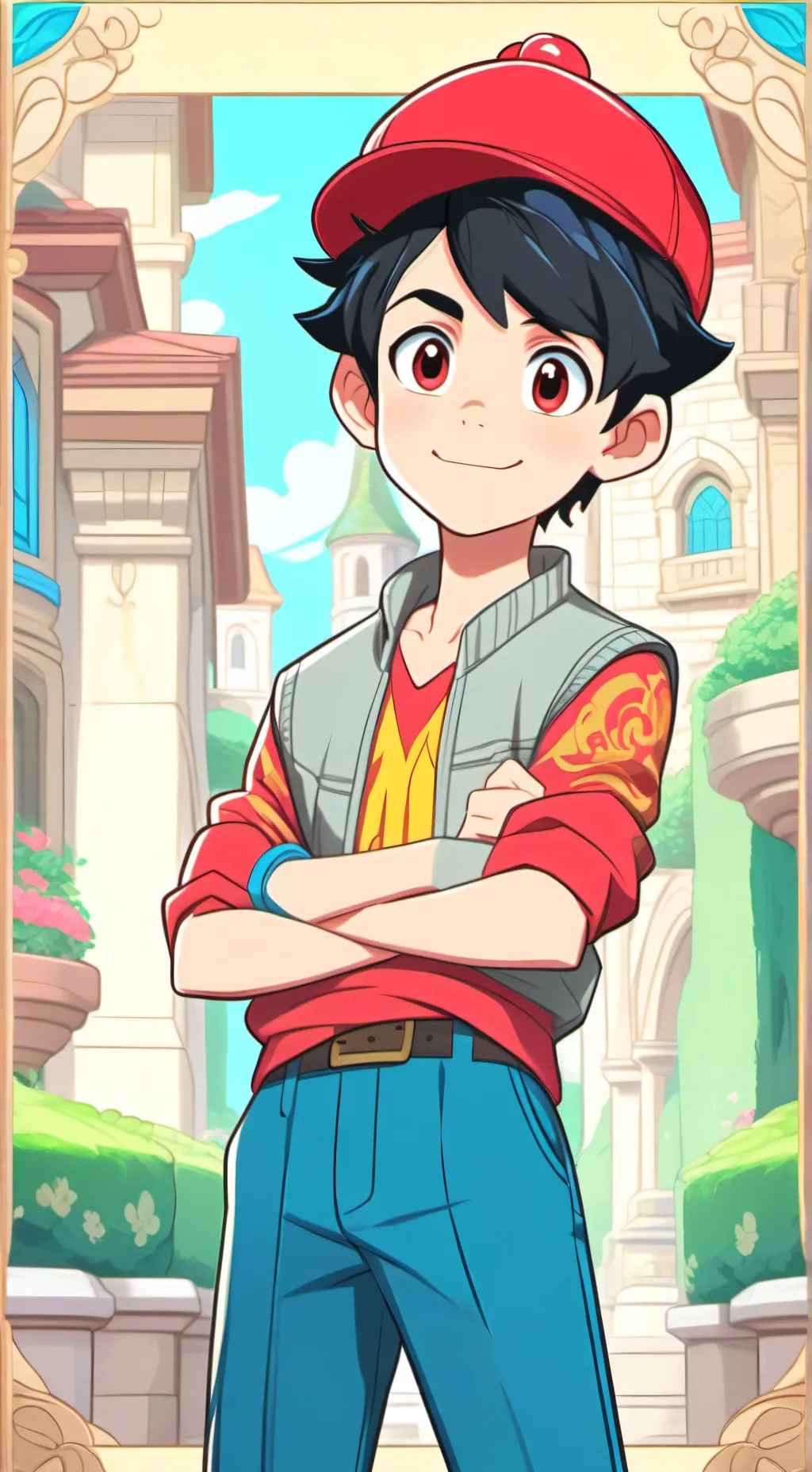 ai character: Ash ketchup.  background