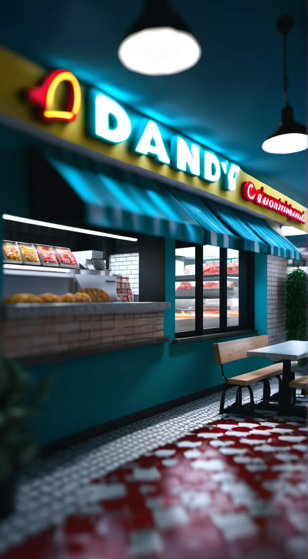 ai character: DW Restaurant. background