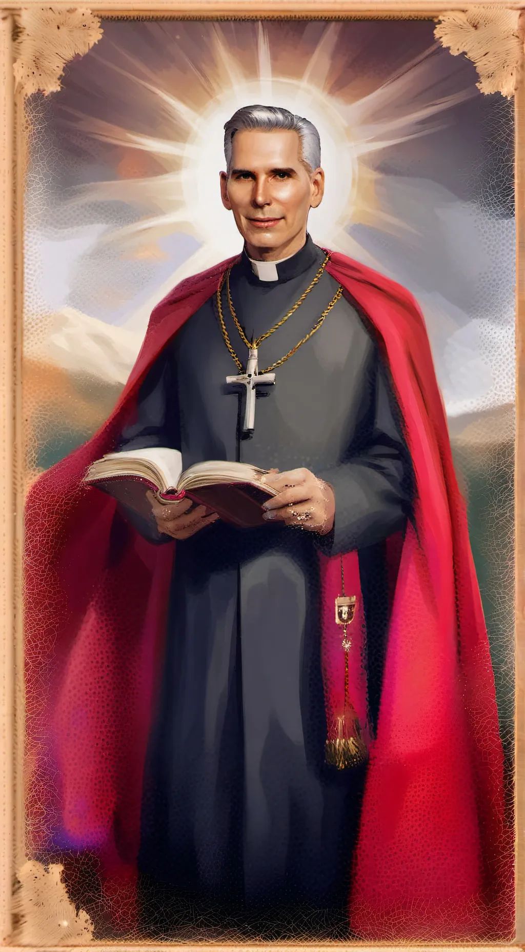 ai character: Bishop F. Sheen background