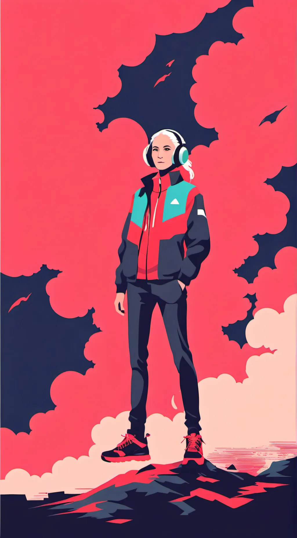 ai character: states of US flags background