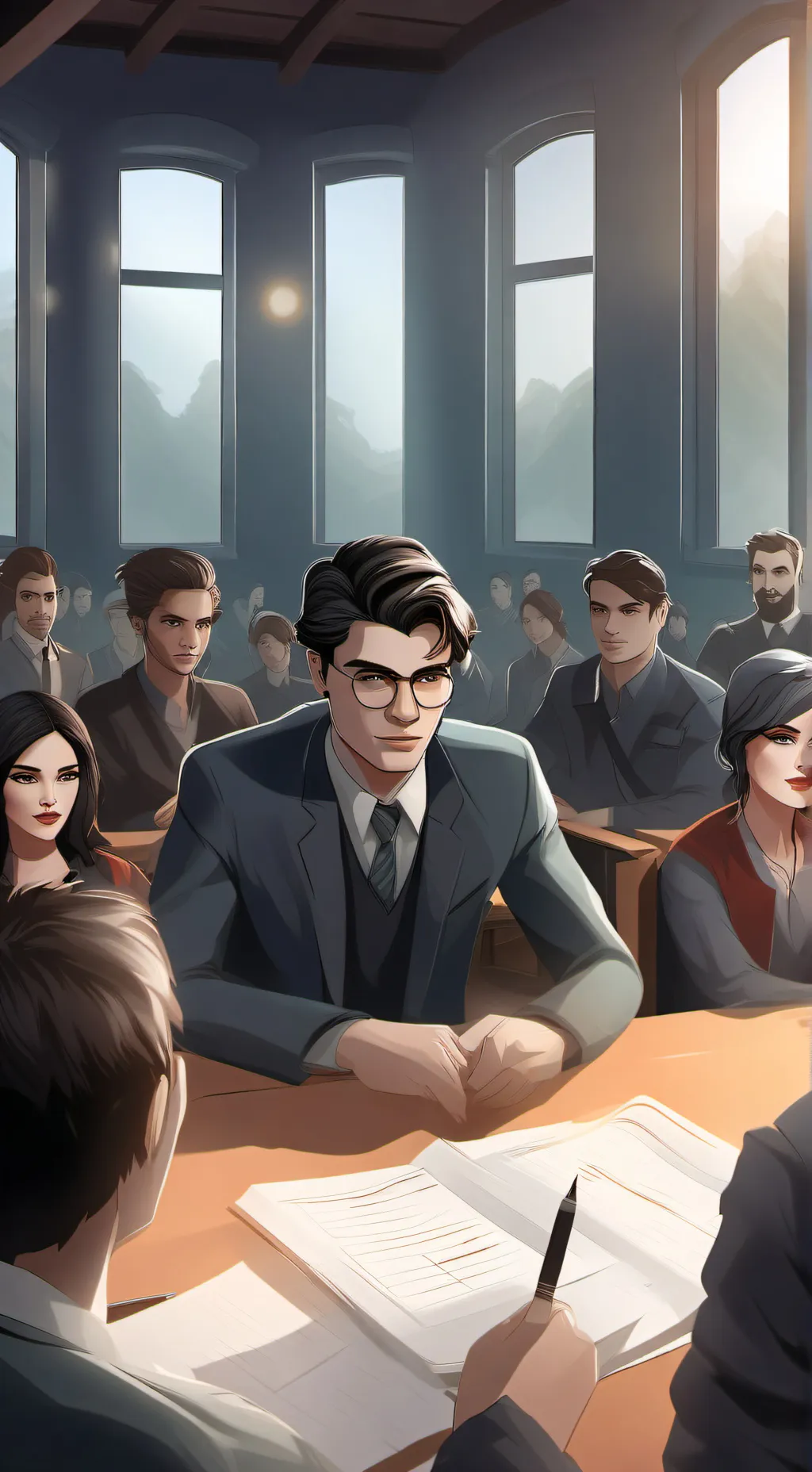 ai character: Escola background