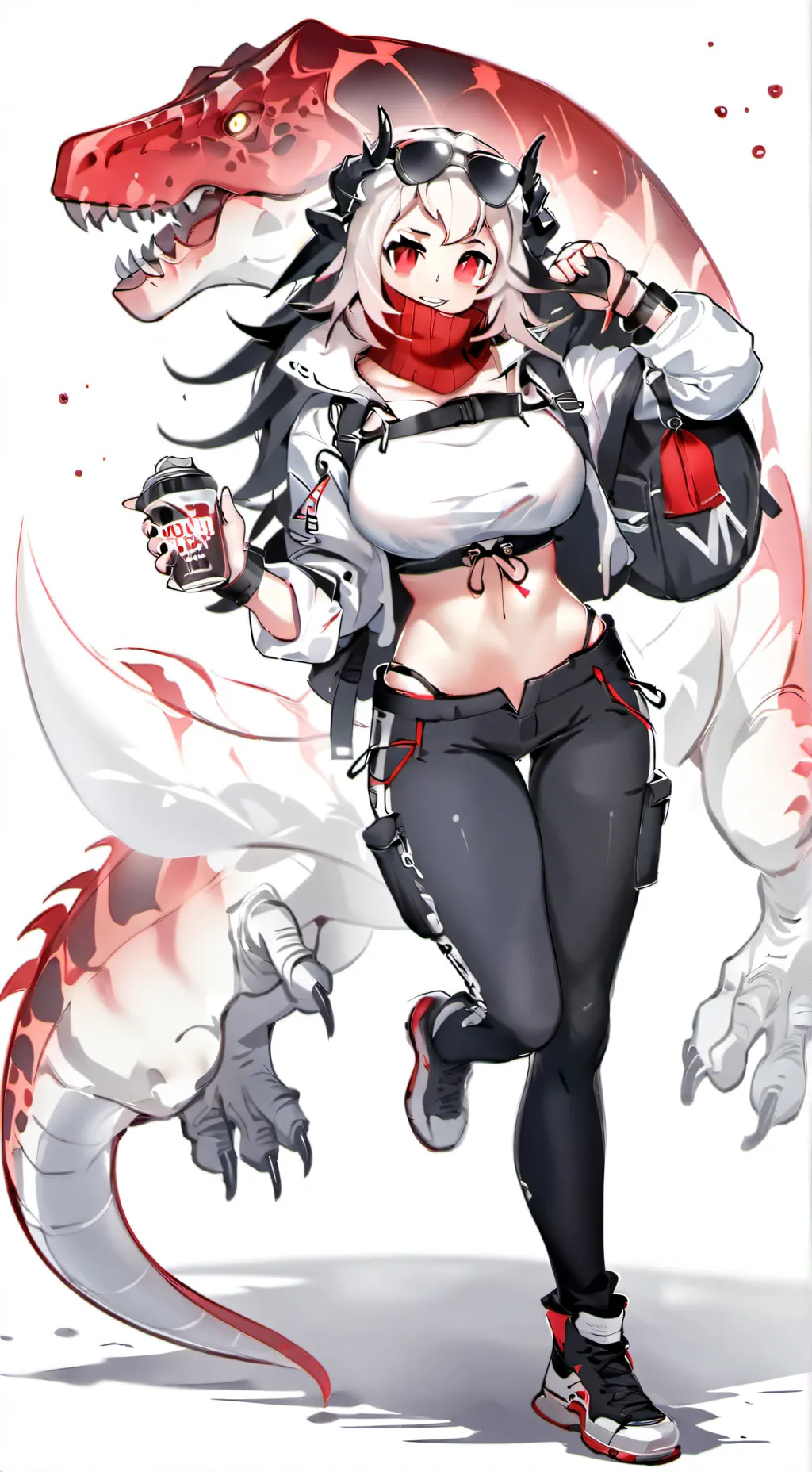 ai character: fruta t-rex  background
