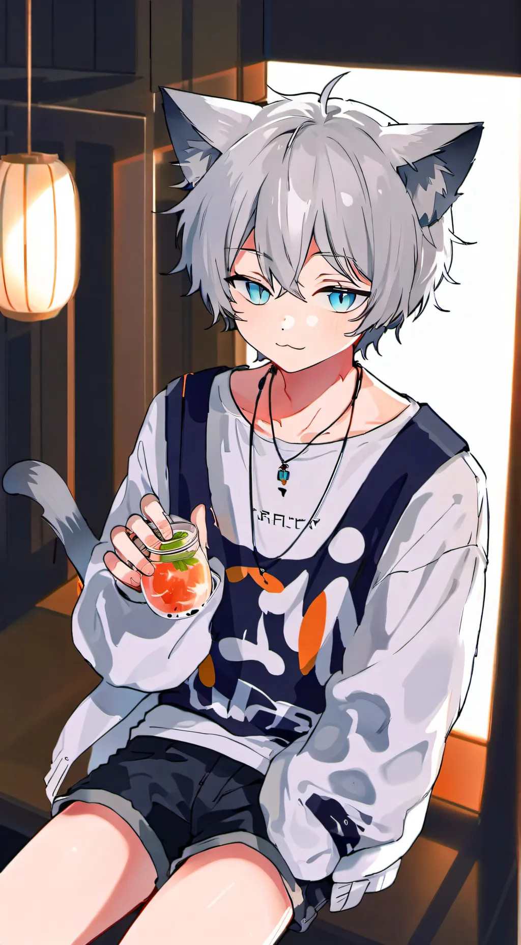 ai character: Silverfin the Cat Spirit background