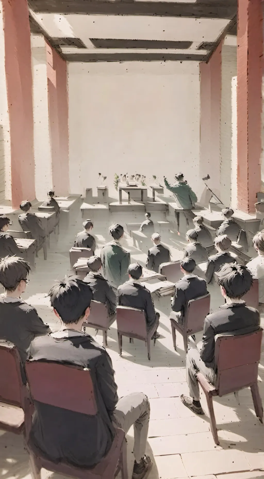 ai character: School stage background