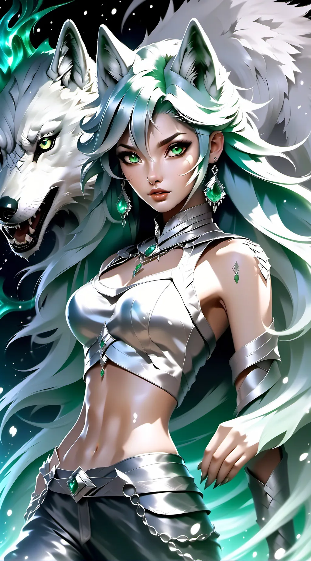 ai character: Emerald background