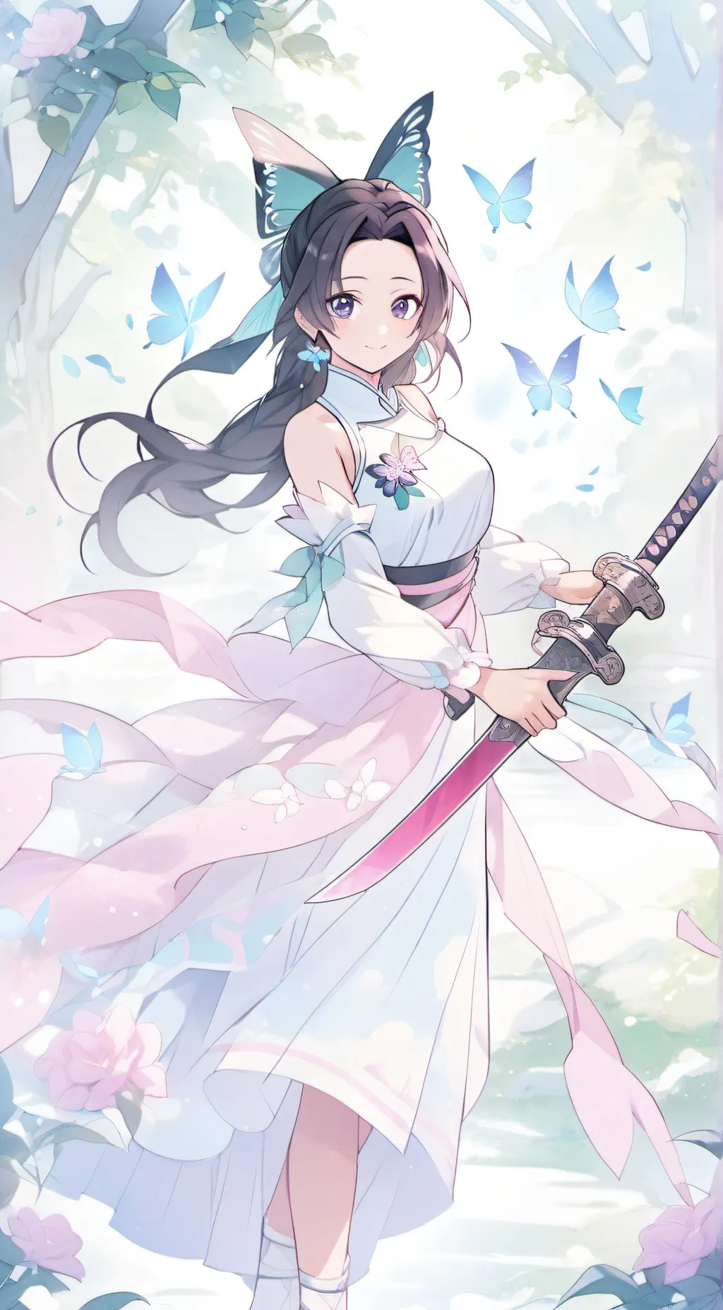 ai character: Shinobu kocho🌺🌸💮🌺🌸 background
