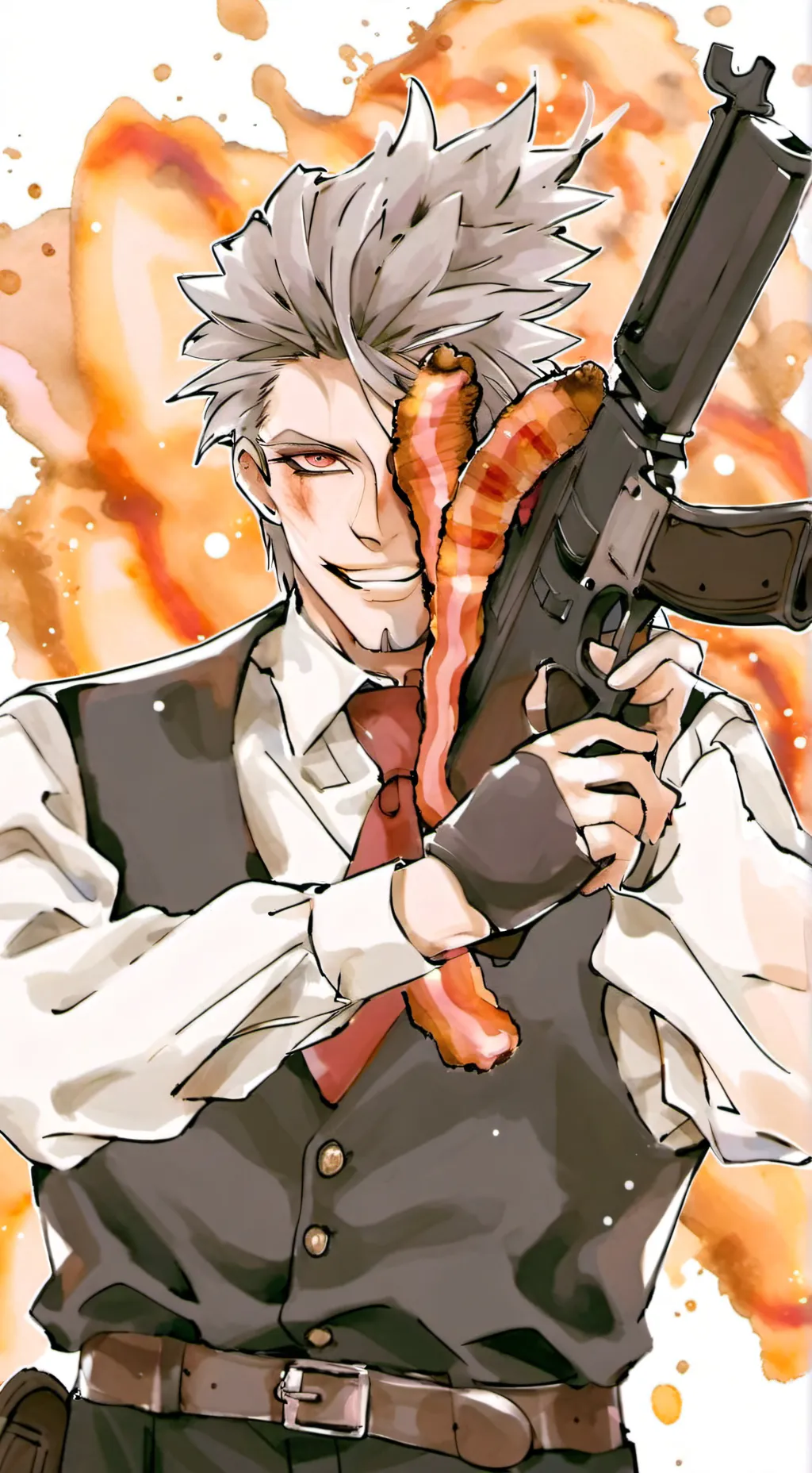 ai character: bacon man background