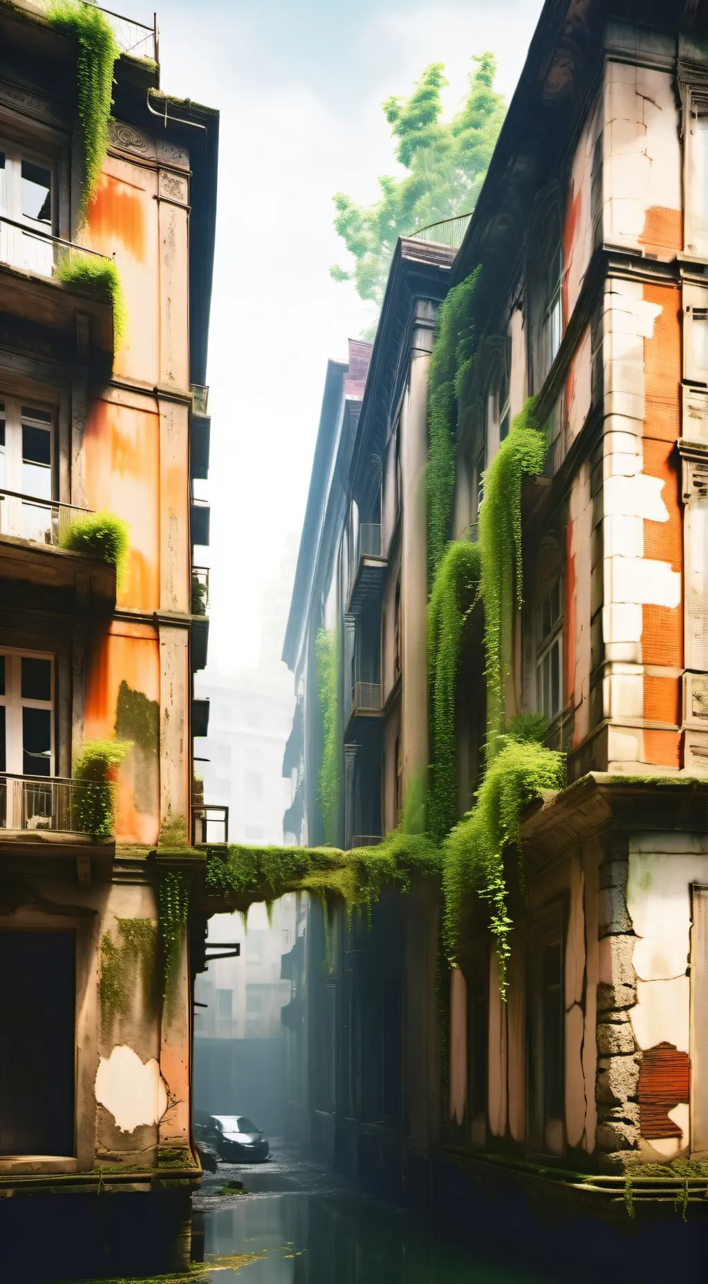 ai character: Abandoned City background