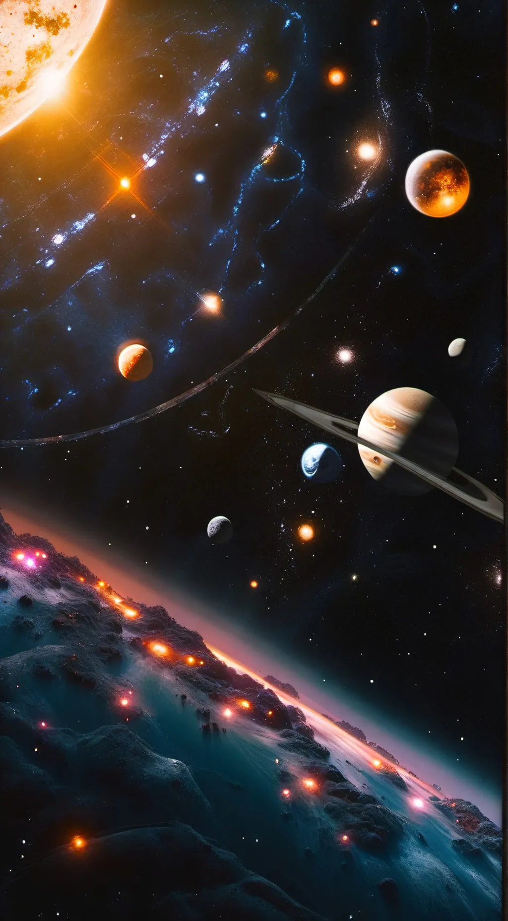 ai character: solar system background