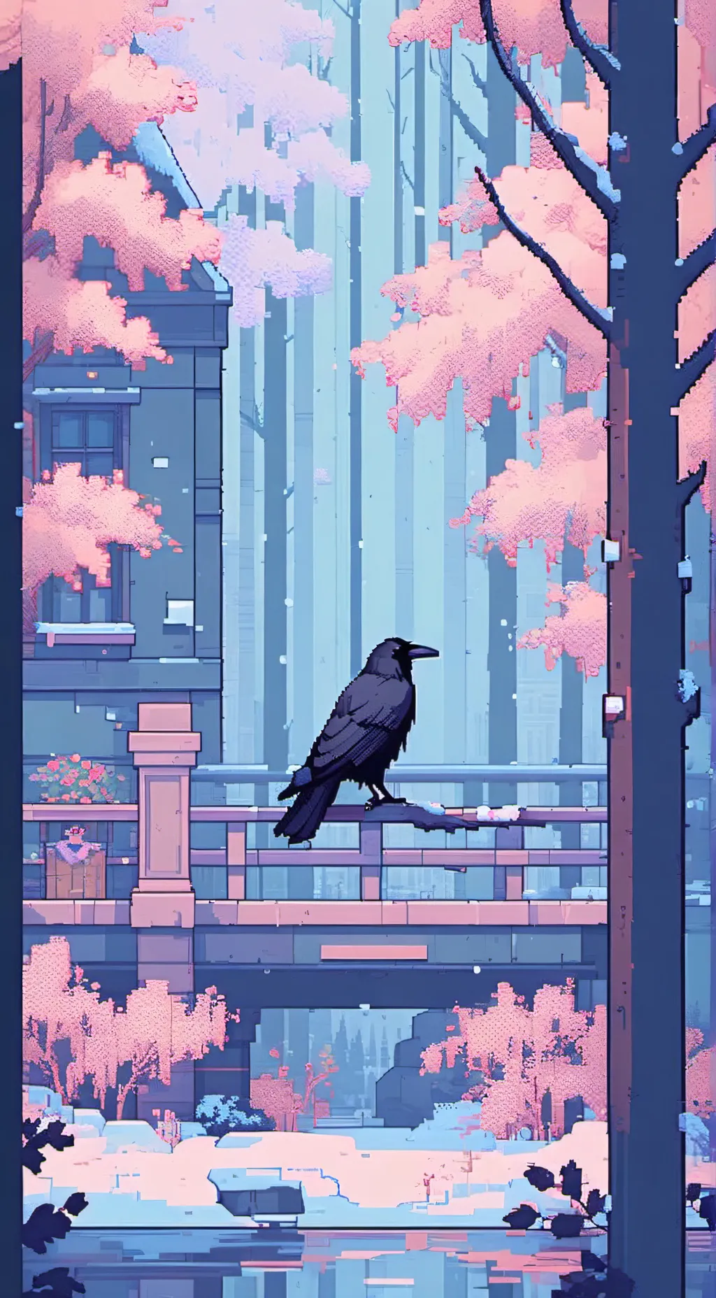 ai character: Tokoyami: Snow Day background