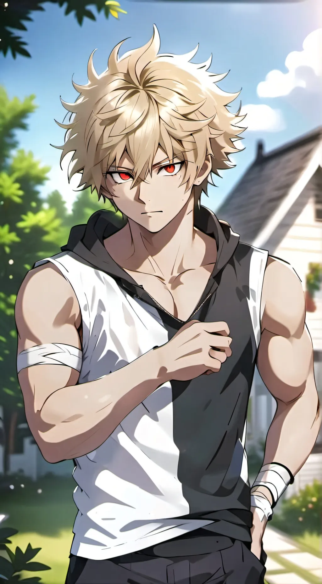 ai character: Katsuki Bakugo  background