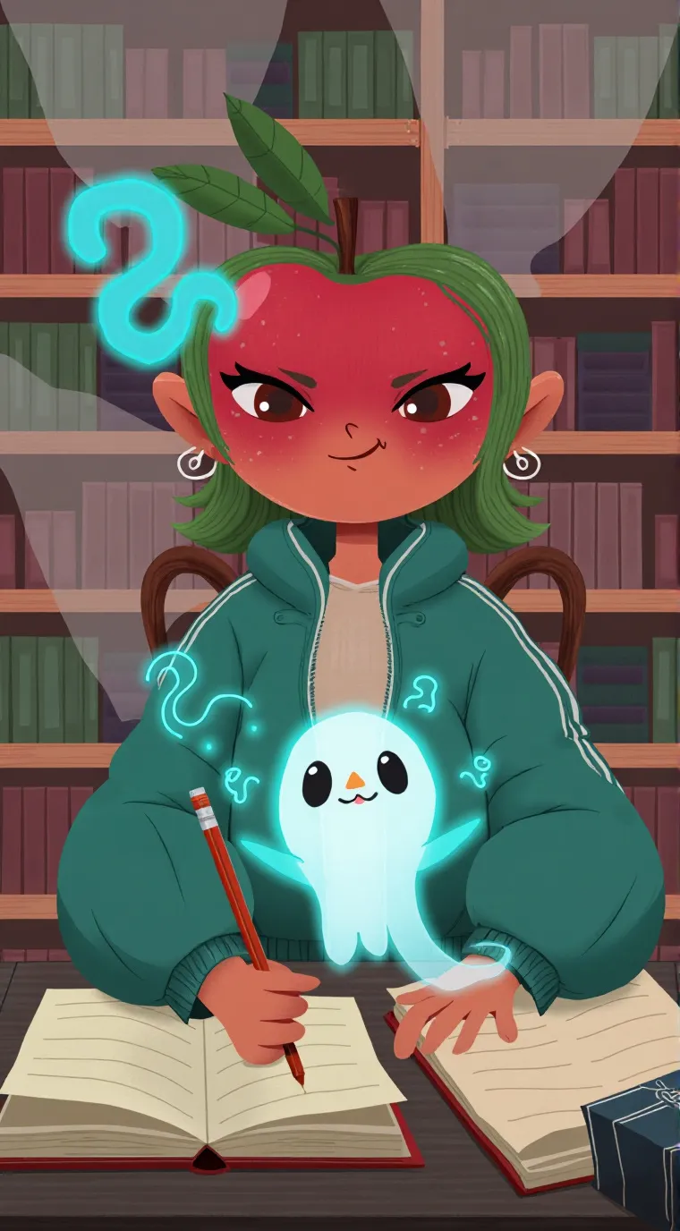 ai character: Red the Apple background