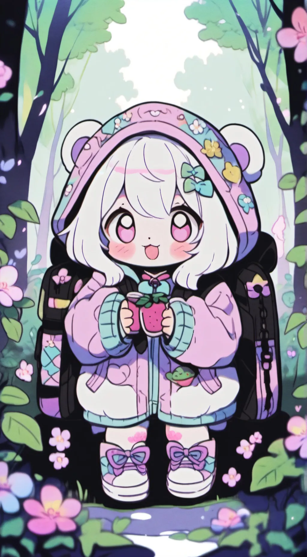 ai character: smiling critters background