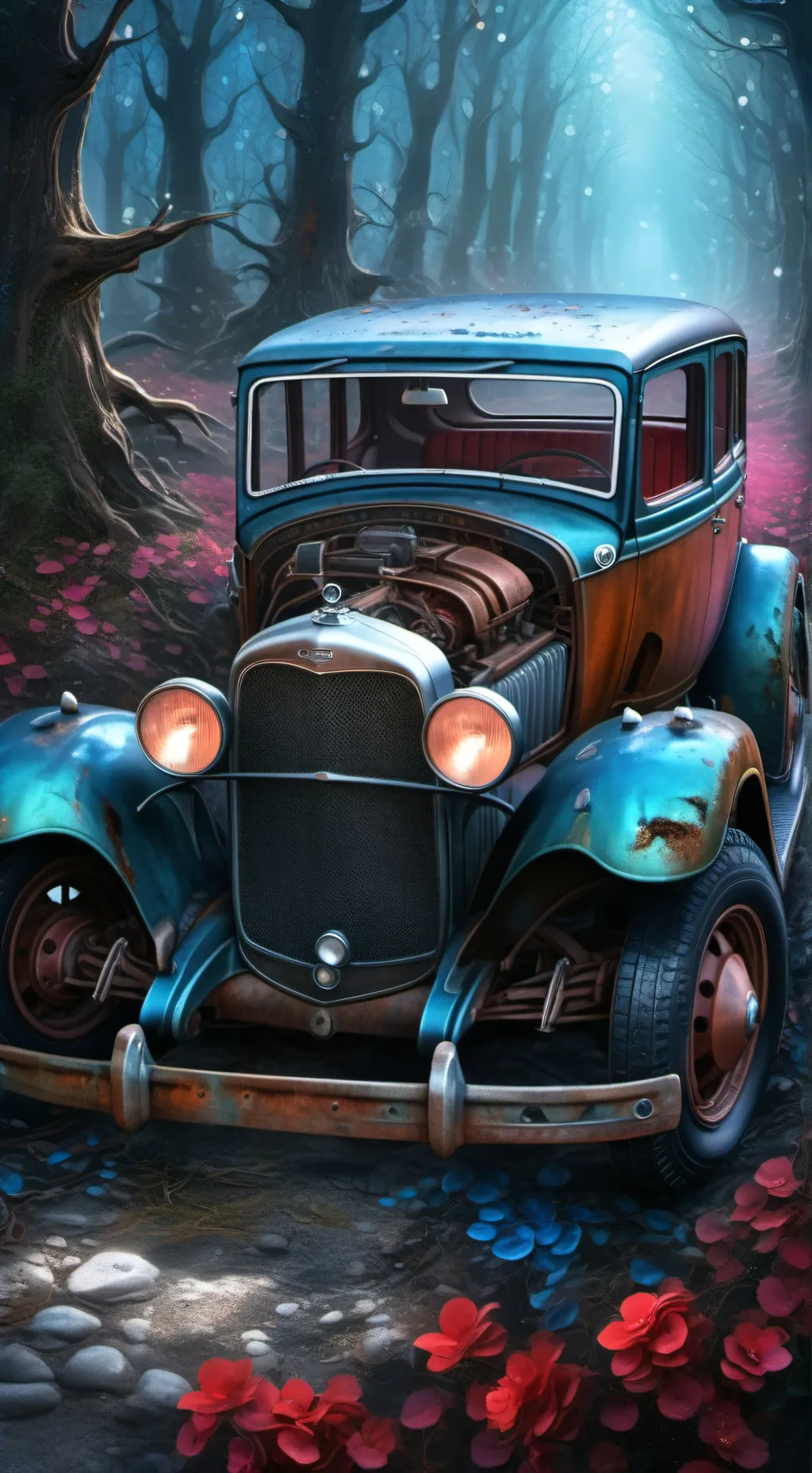ai character: Rusty car! background