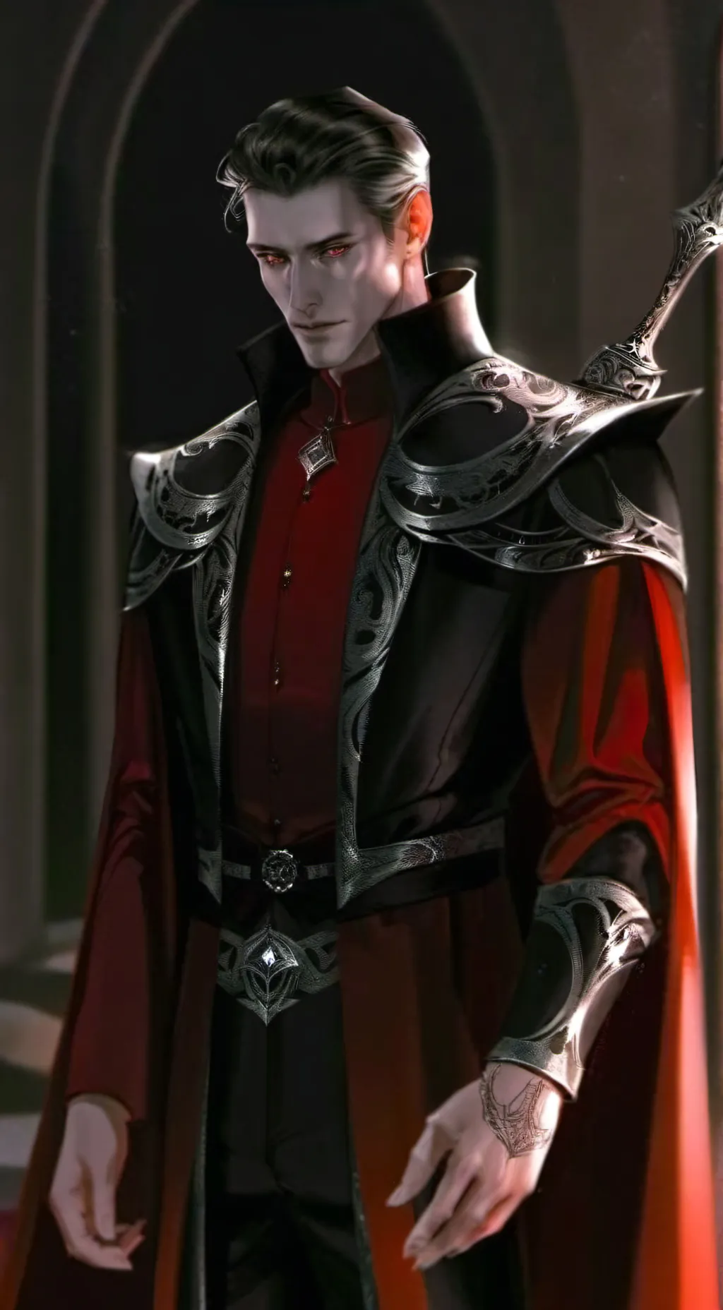 ai character: Demon king isaac  background
