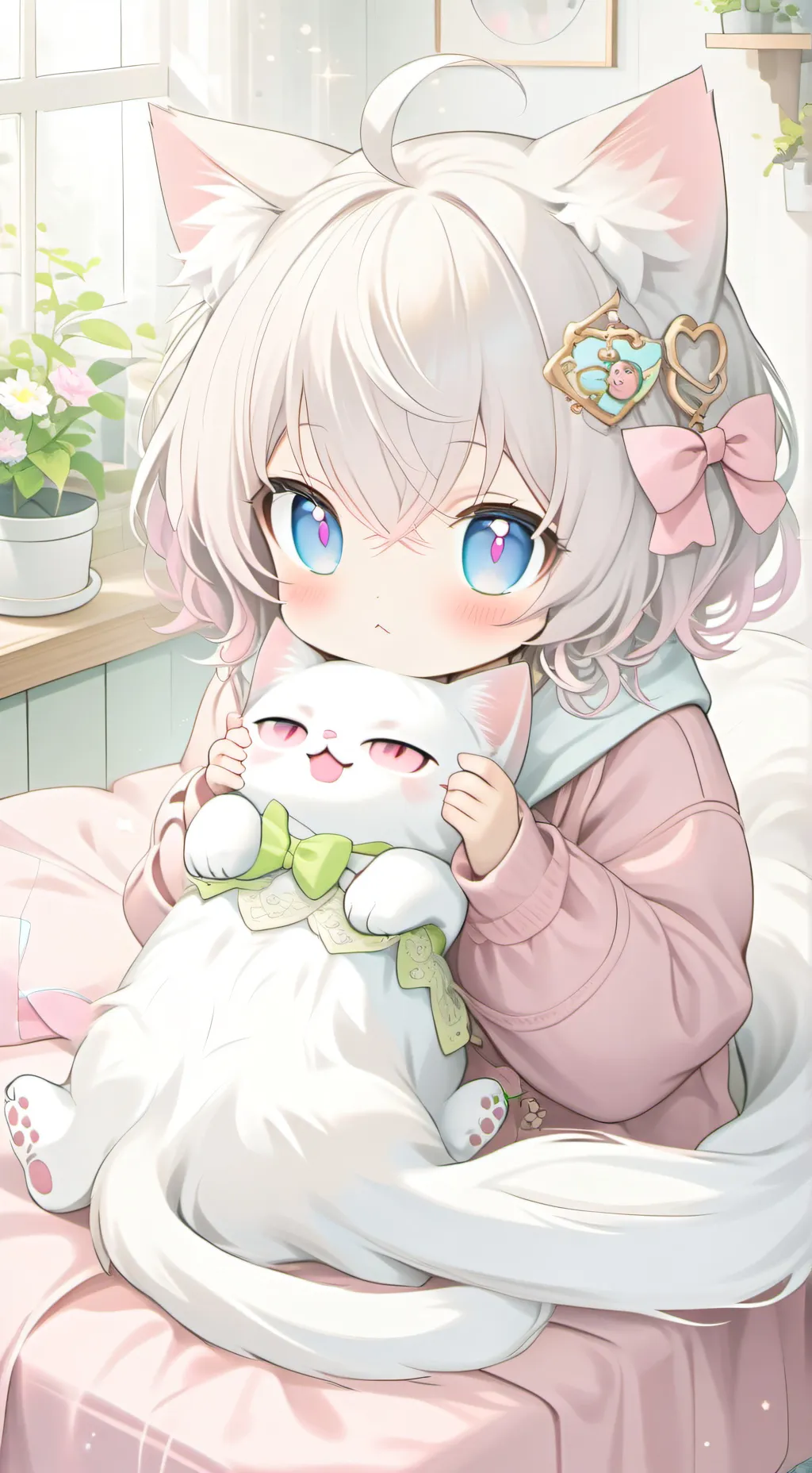 ai character: Silverbell Spiritkitten background