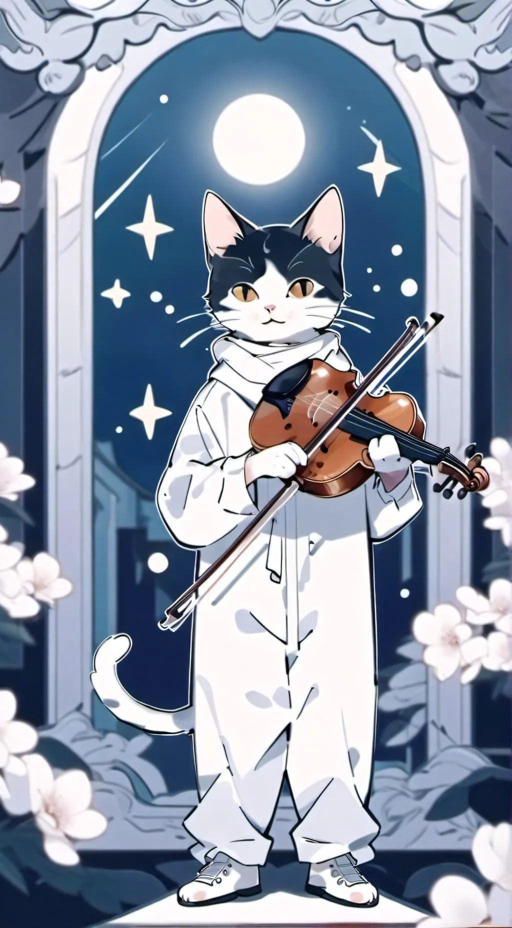 ai character: violinist cat background