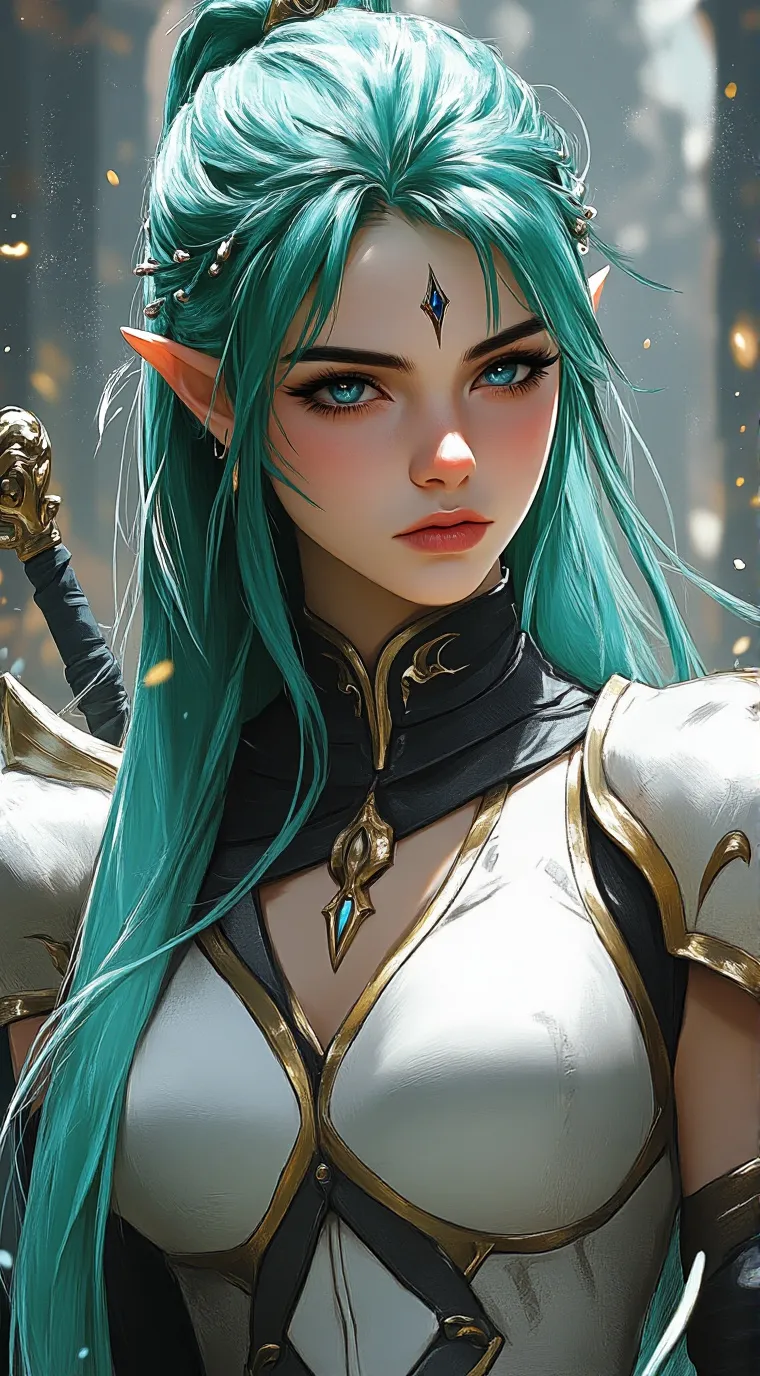 ai character: Knight Noria 💙💚🩵✨️ background