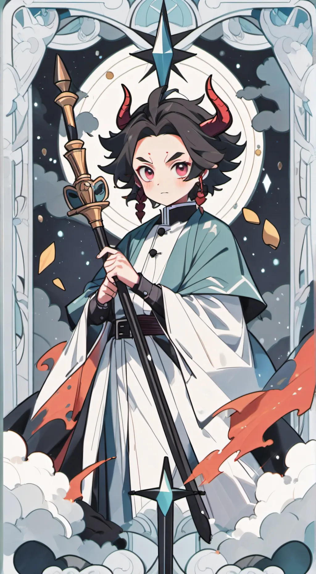ai character: zenitsu x tanjiro  background