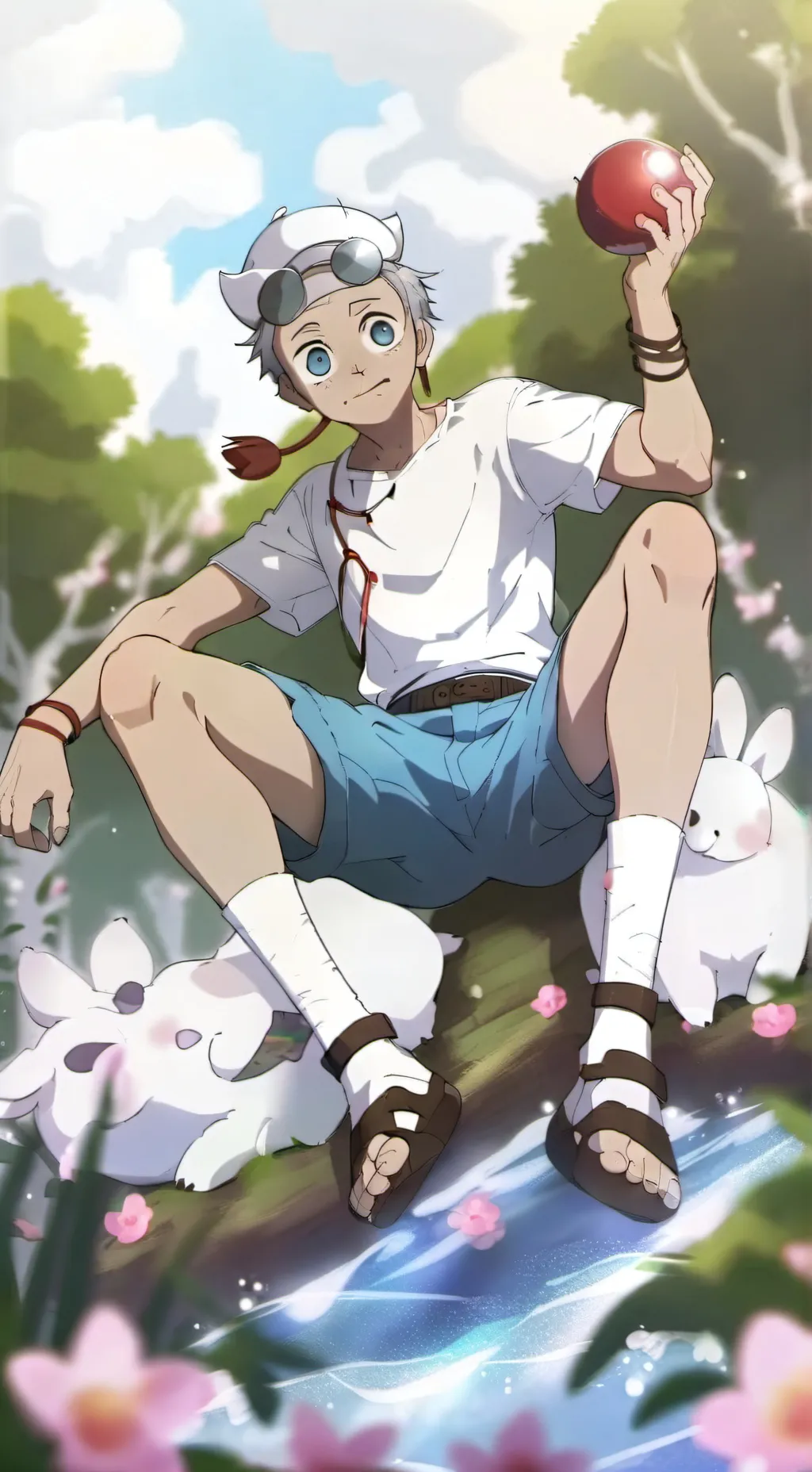 ai character: Gray sprunki dumb background