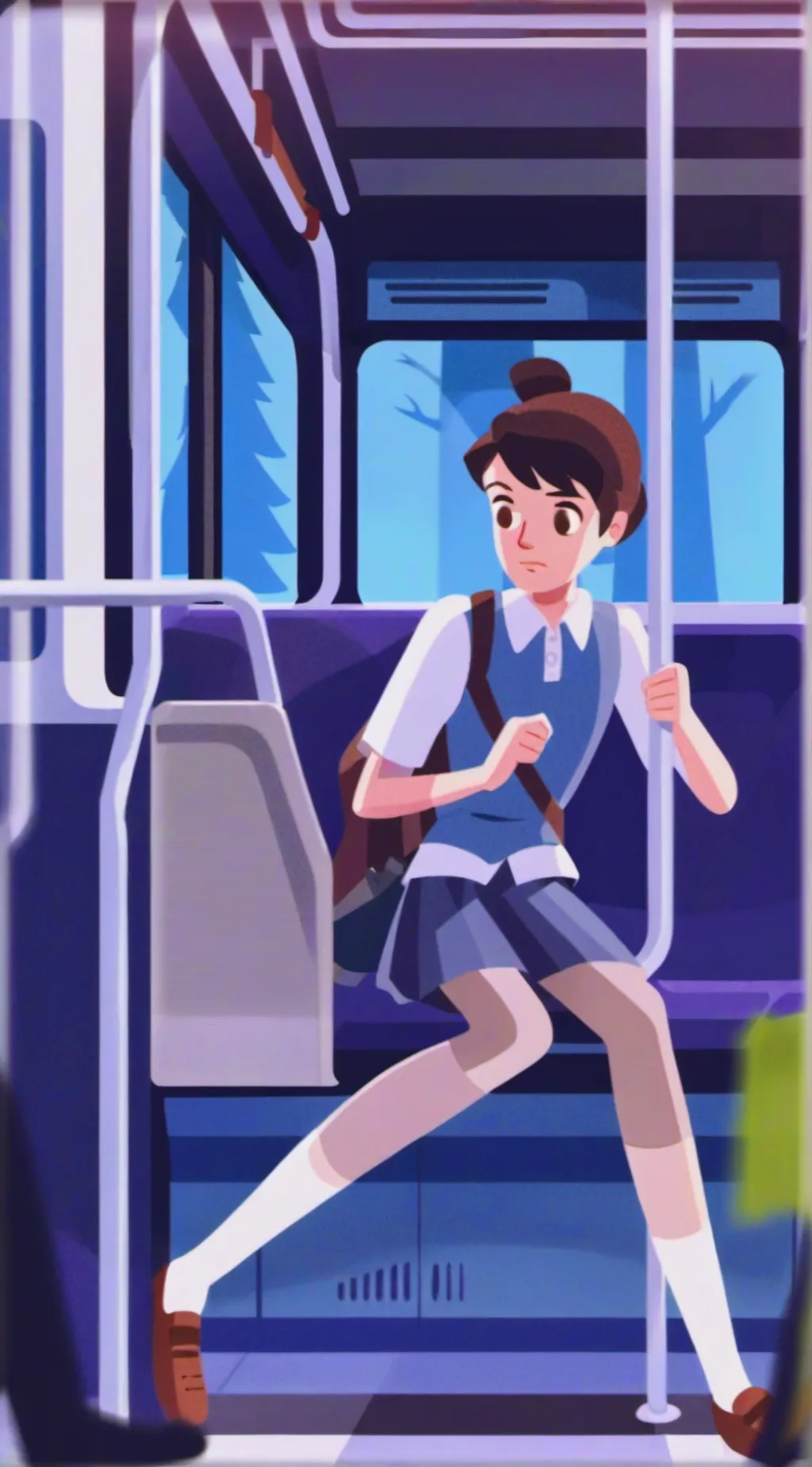 ai character: Caught in Bus background