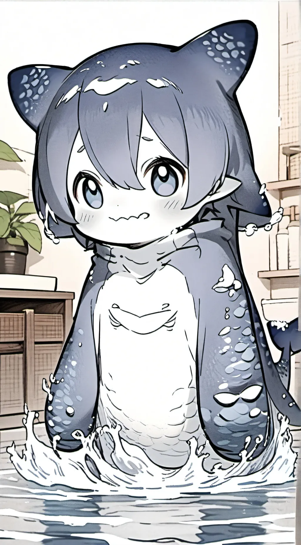ai character: Whale Spirit Furry background
