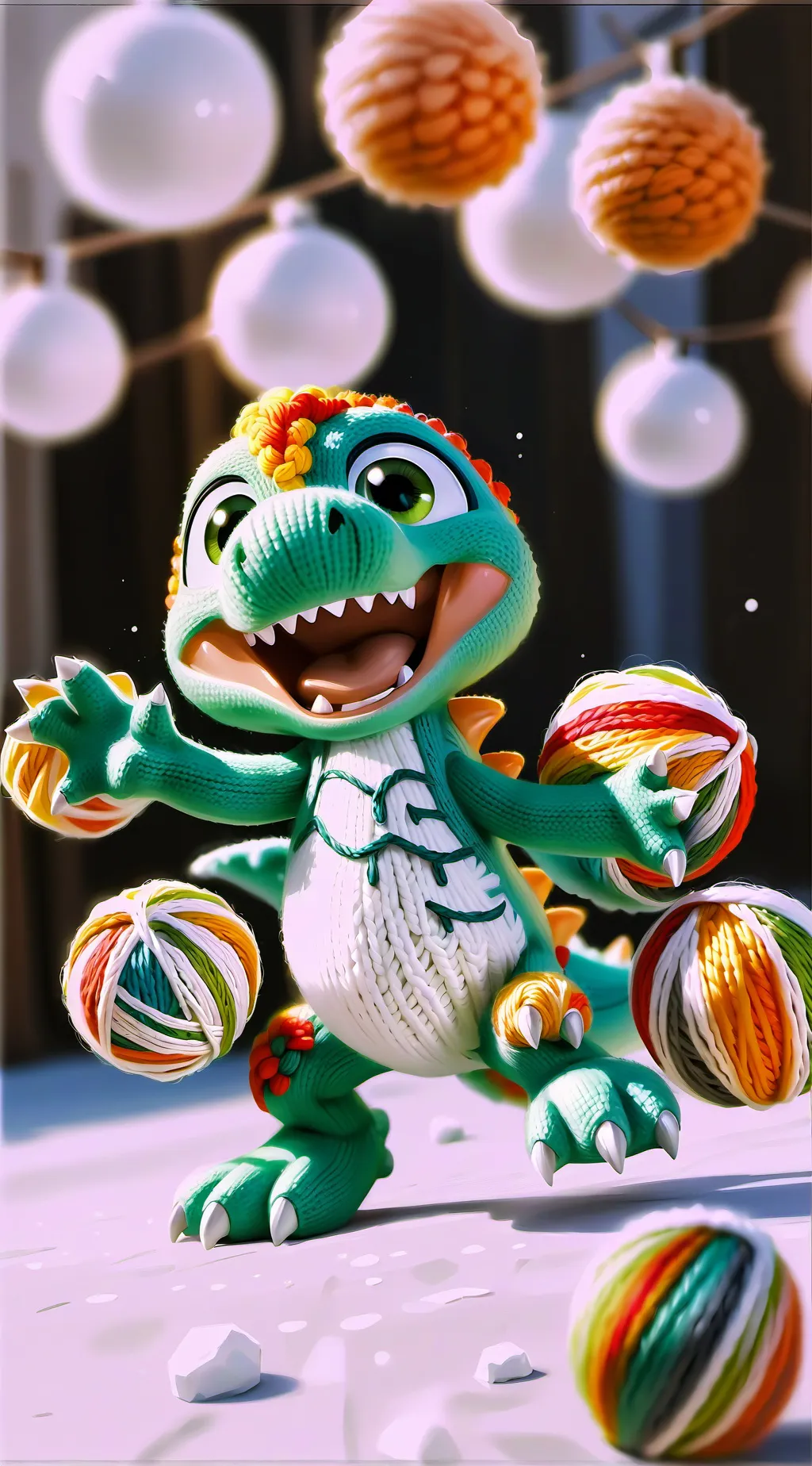 ai character: yarn ball Yoshi background