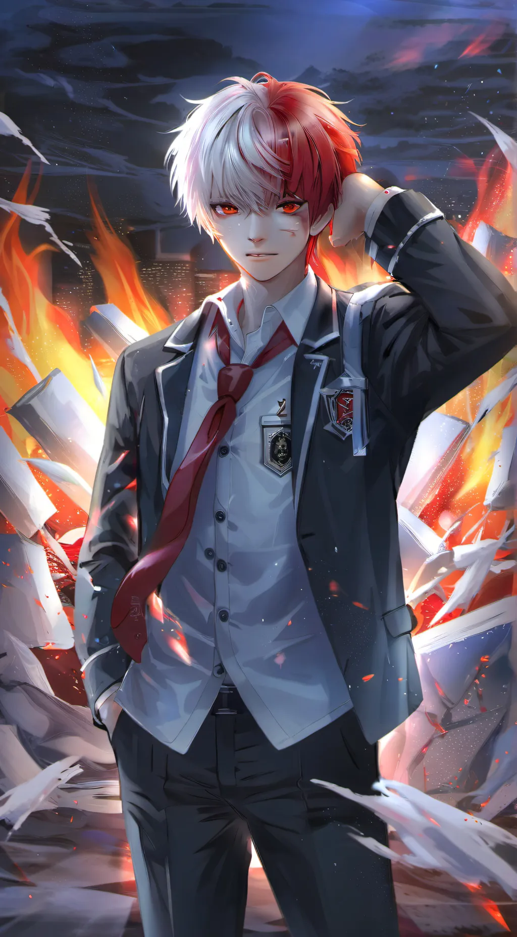 ai character: Shoto Todoroki  background