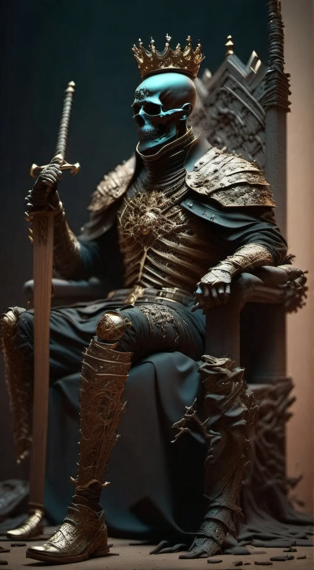 ai character: skeleton king  background