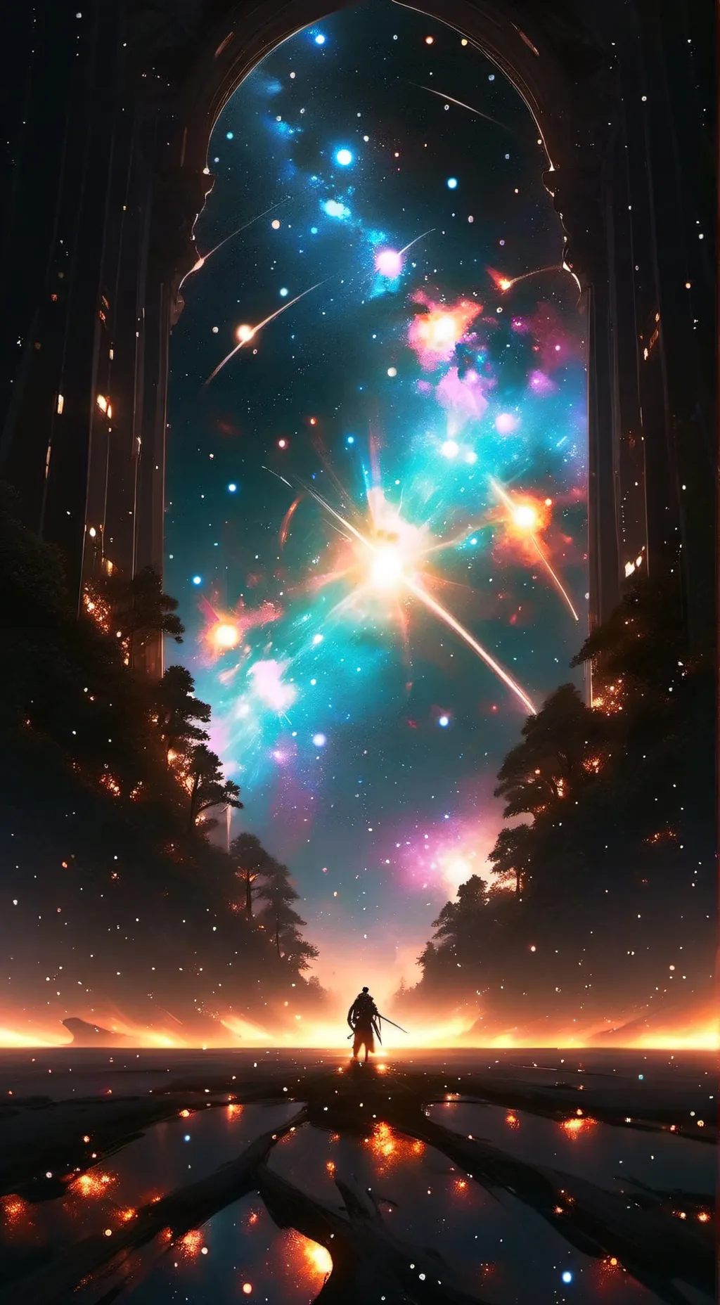 ai character: God of Galaxy background