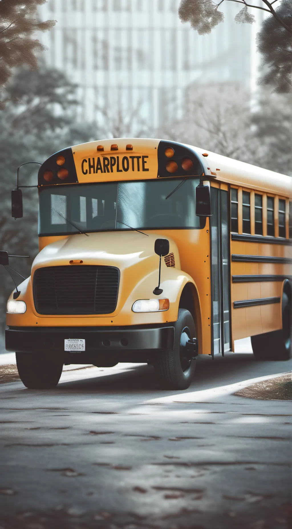 ai character: School bus driver  background