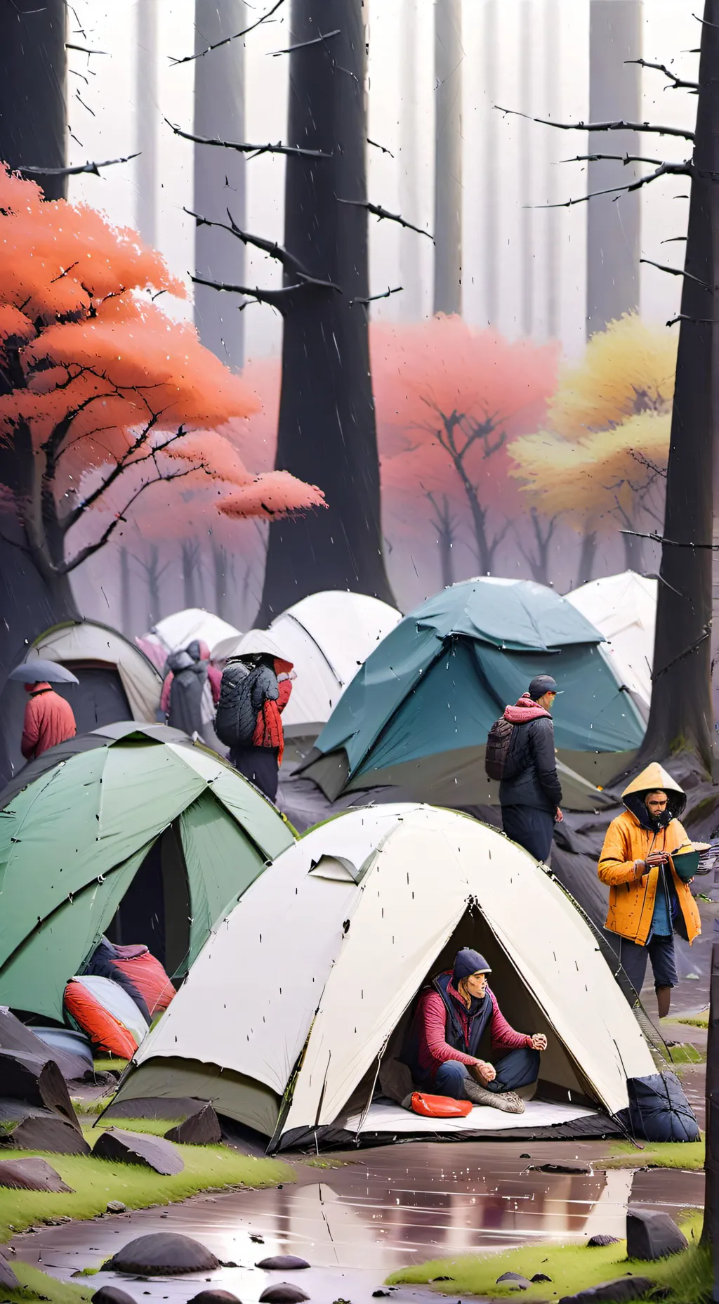 ai character: MHA camping background