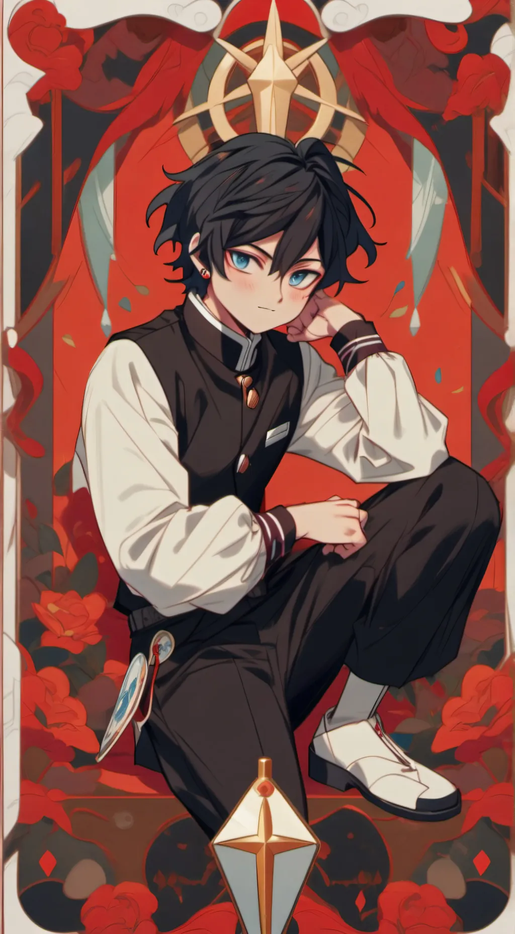 ai character: Emo Giyu⚫⛓ background