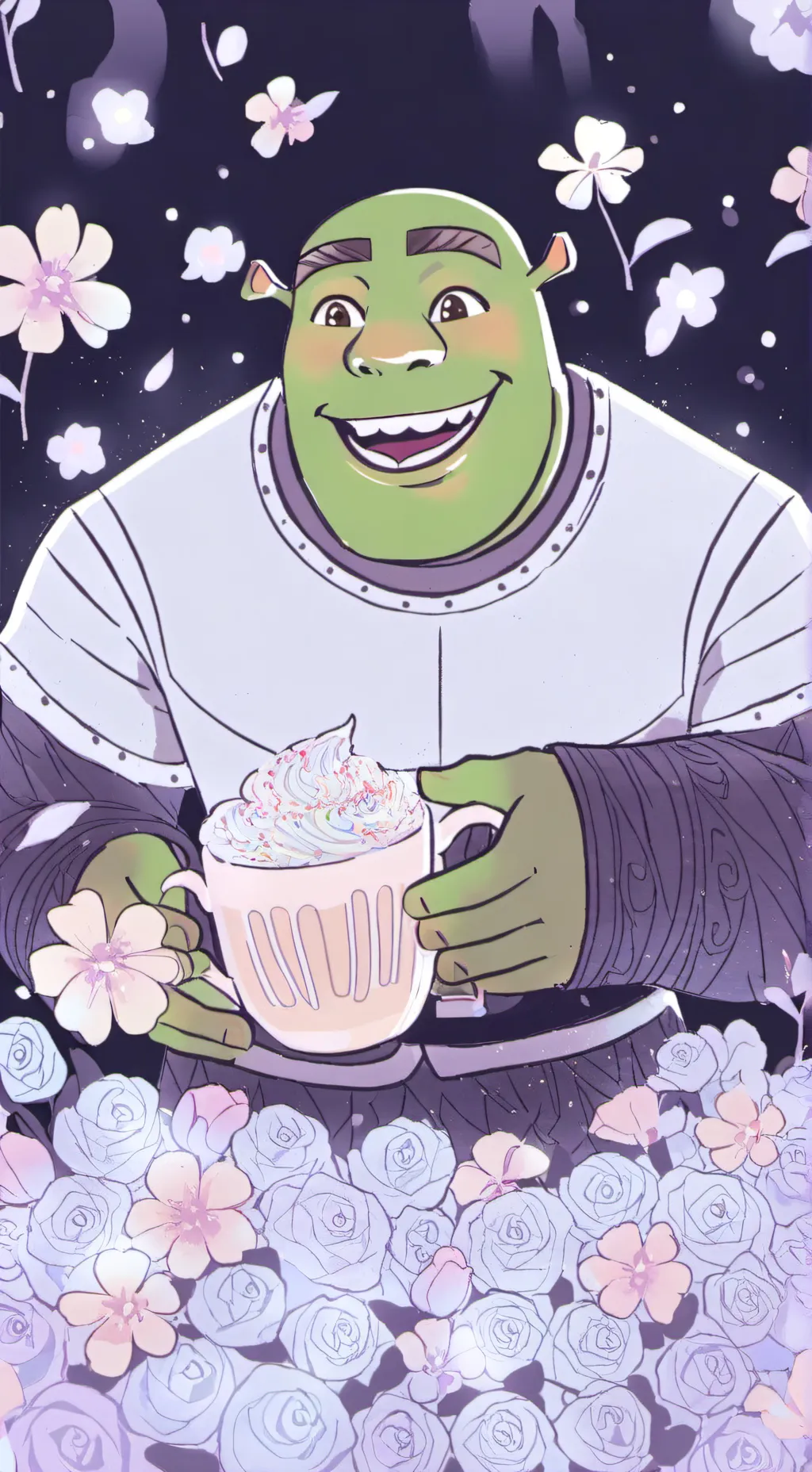 ai character: Super kind shrek background