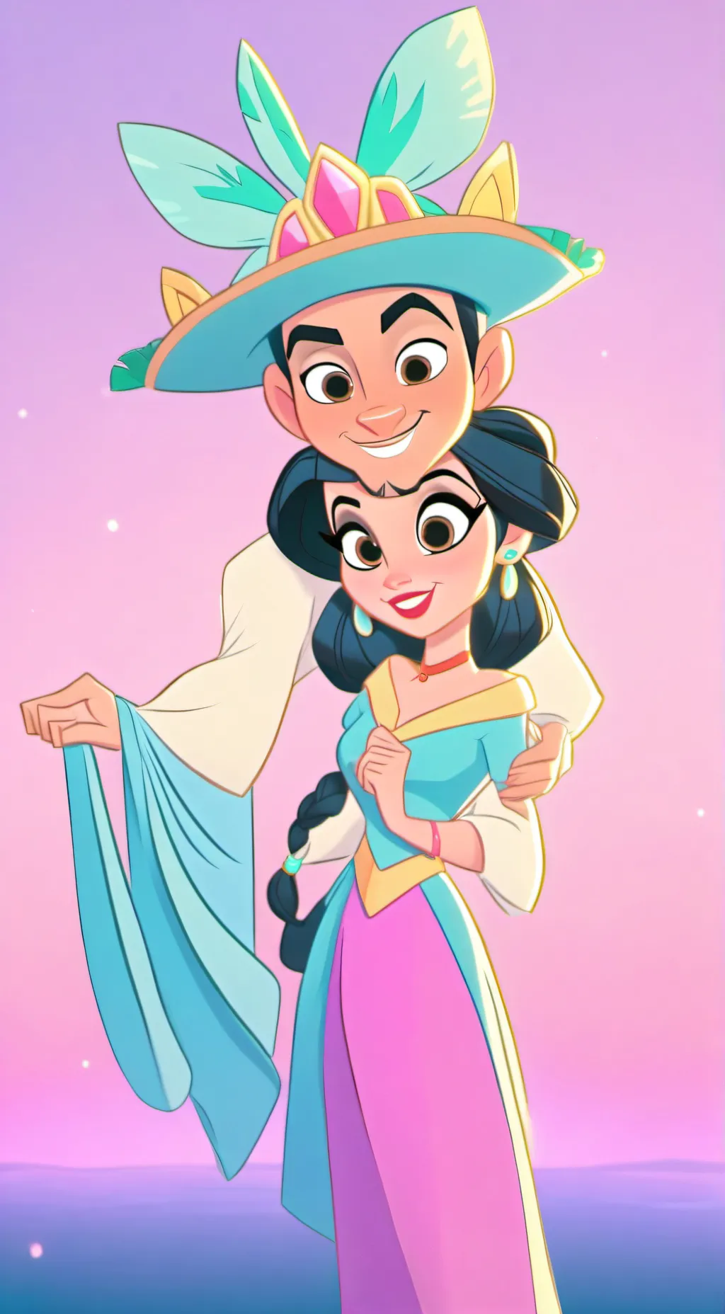 ai character: Rez y Leilani  background