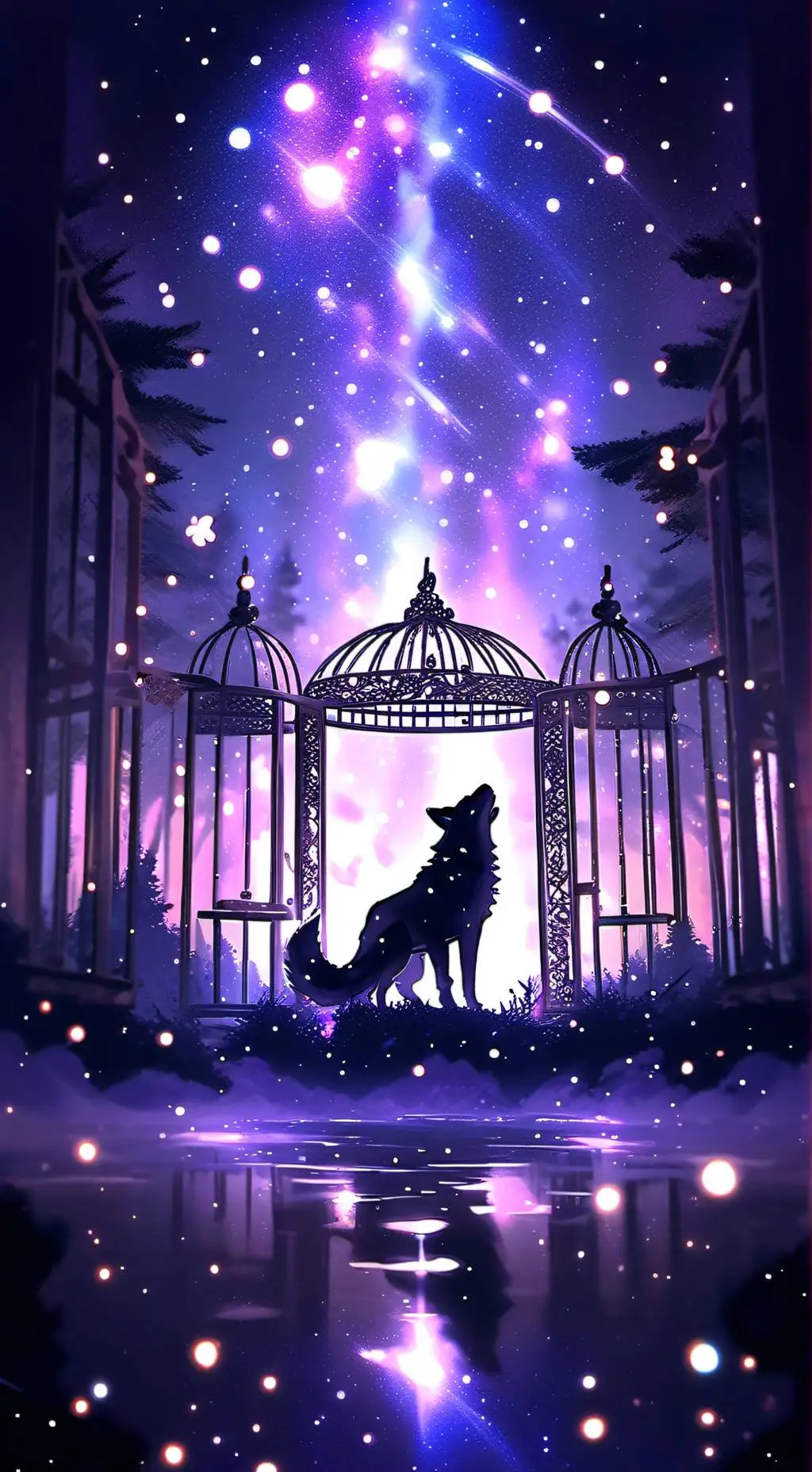 ai character: wolf shelter  background