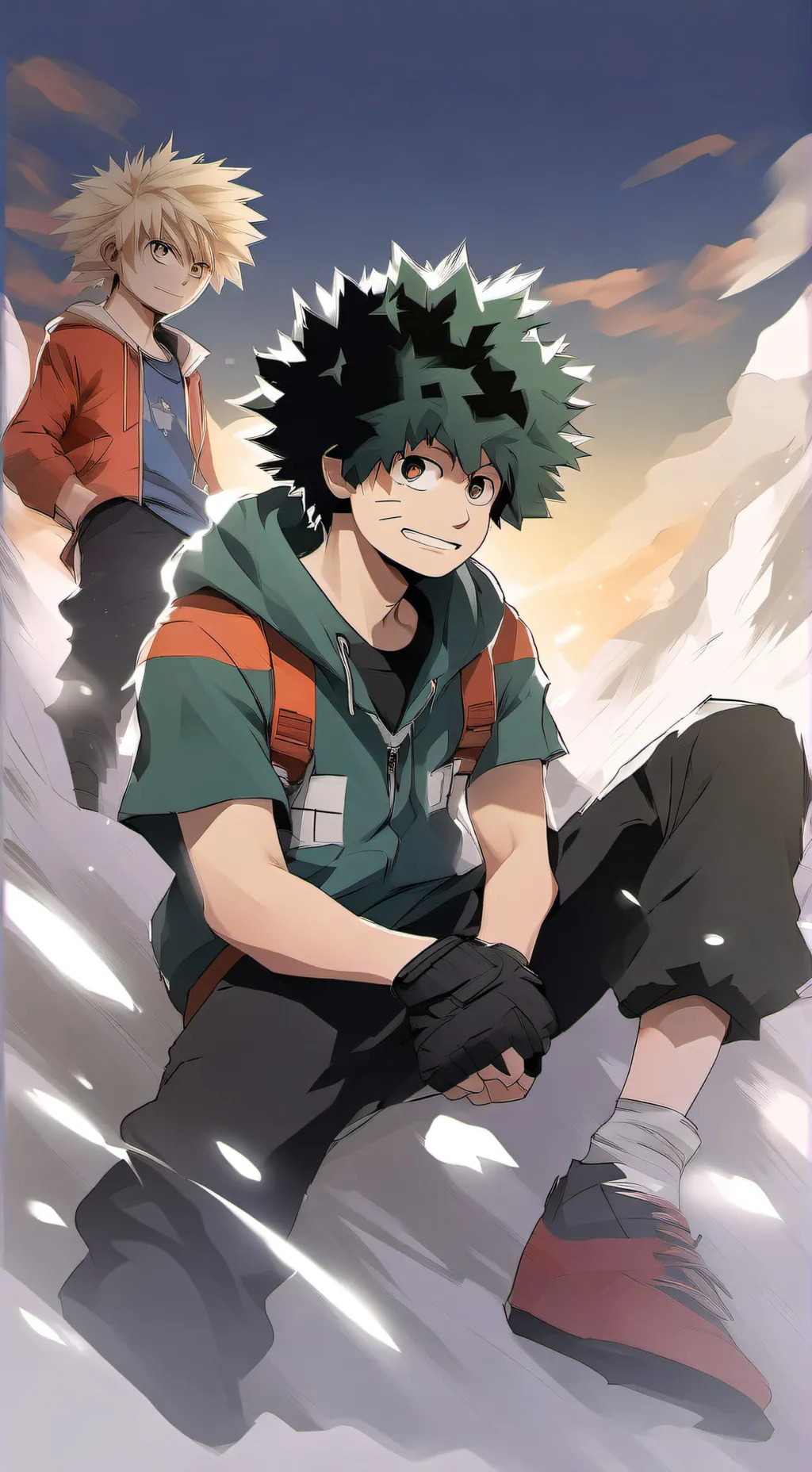 ai character: Bakugo and deku  background