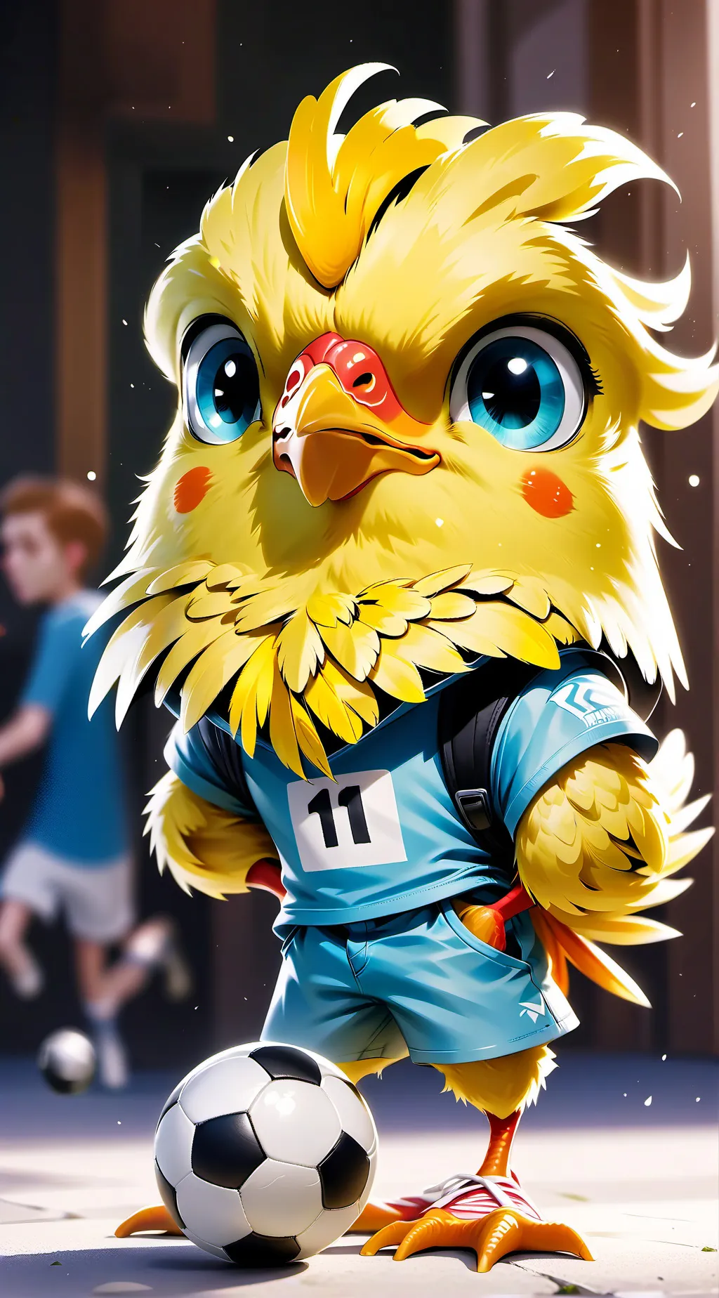 ai character: Kickin chicken  background