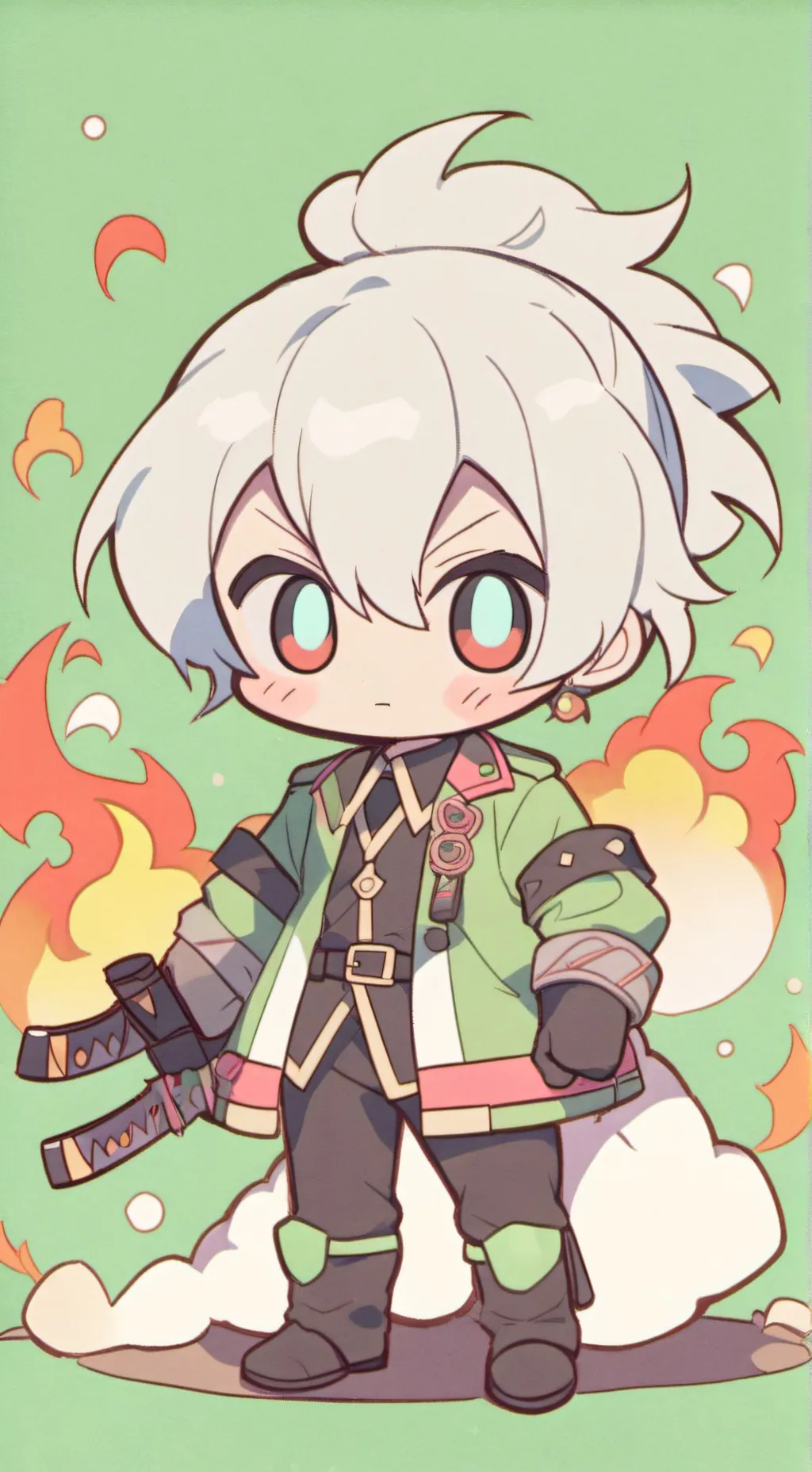 ai character: fire background