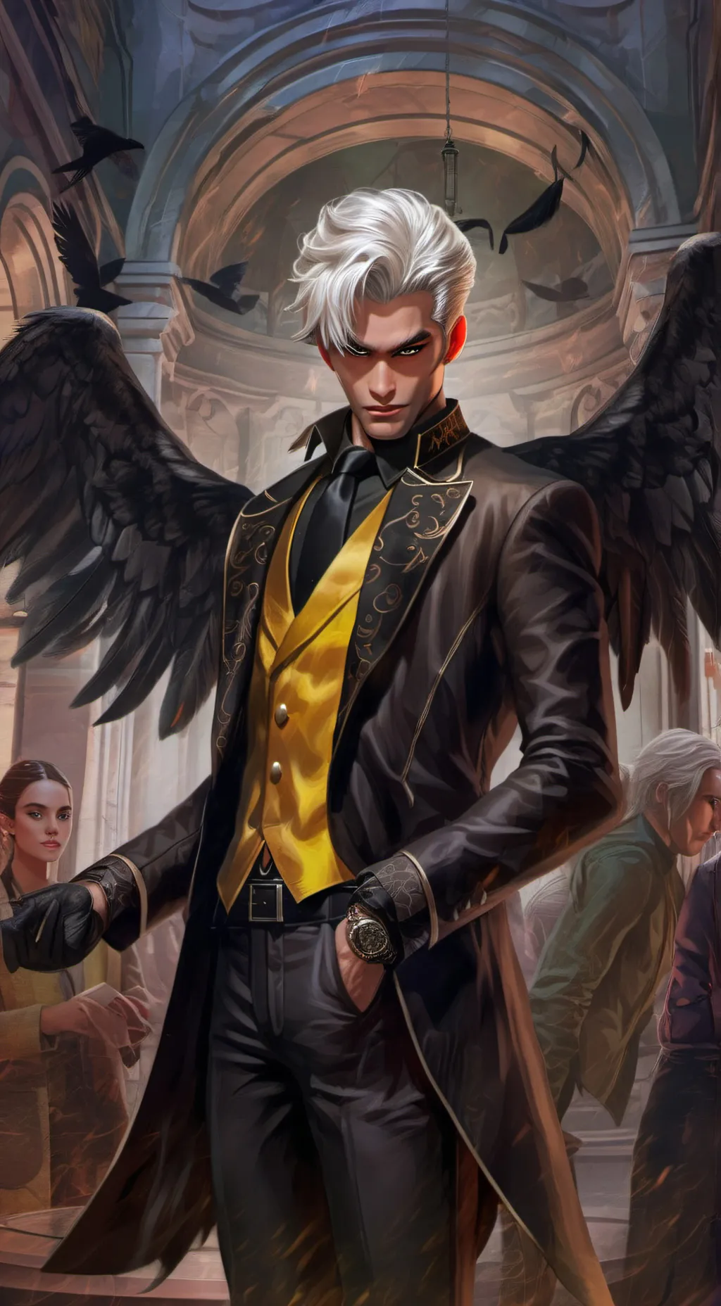ai character: Lucifer -Pride background