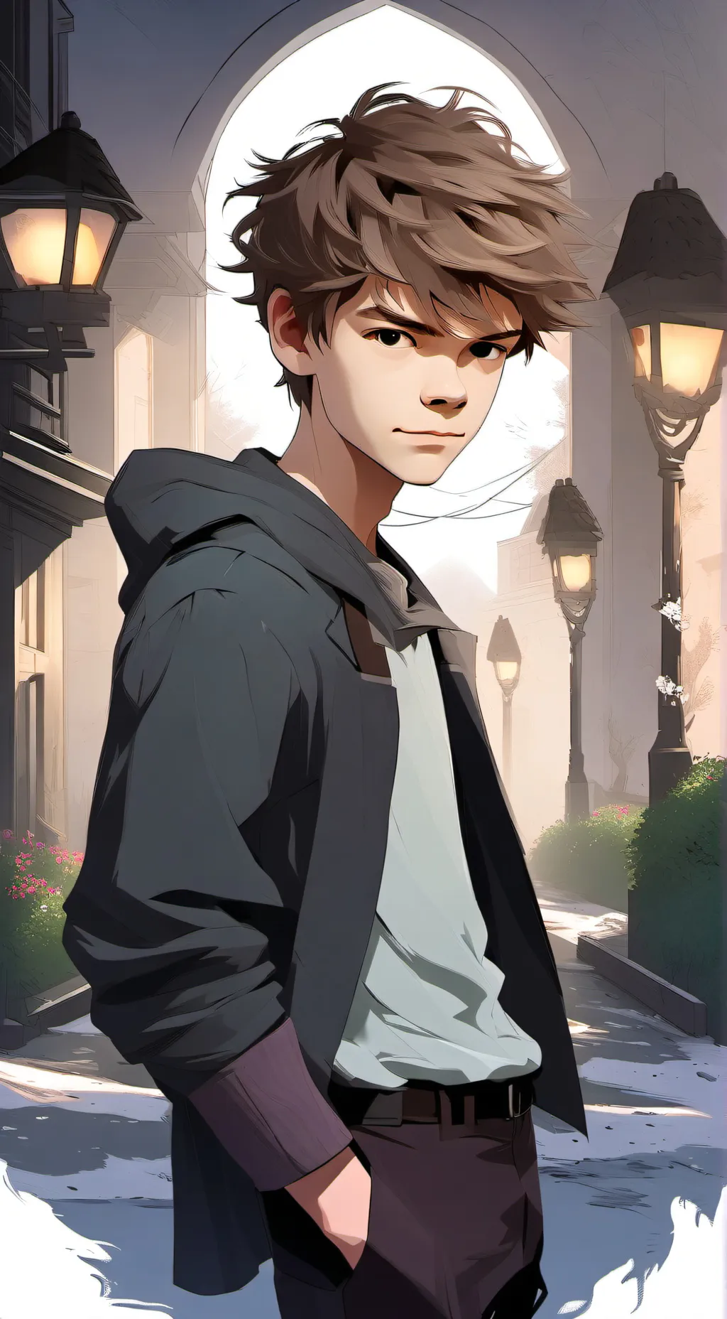 ai character: school breakfast background