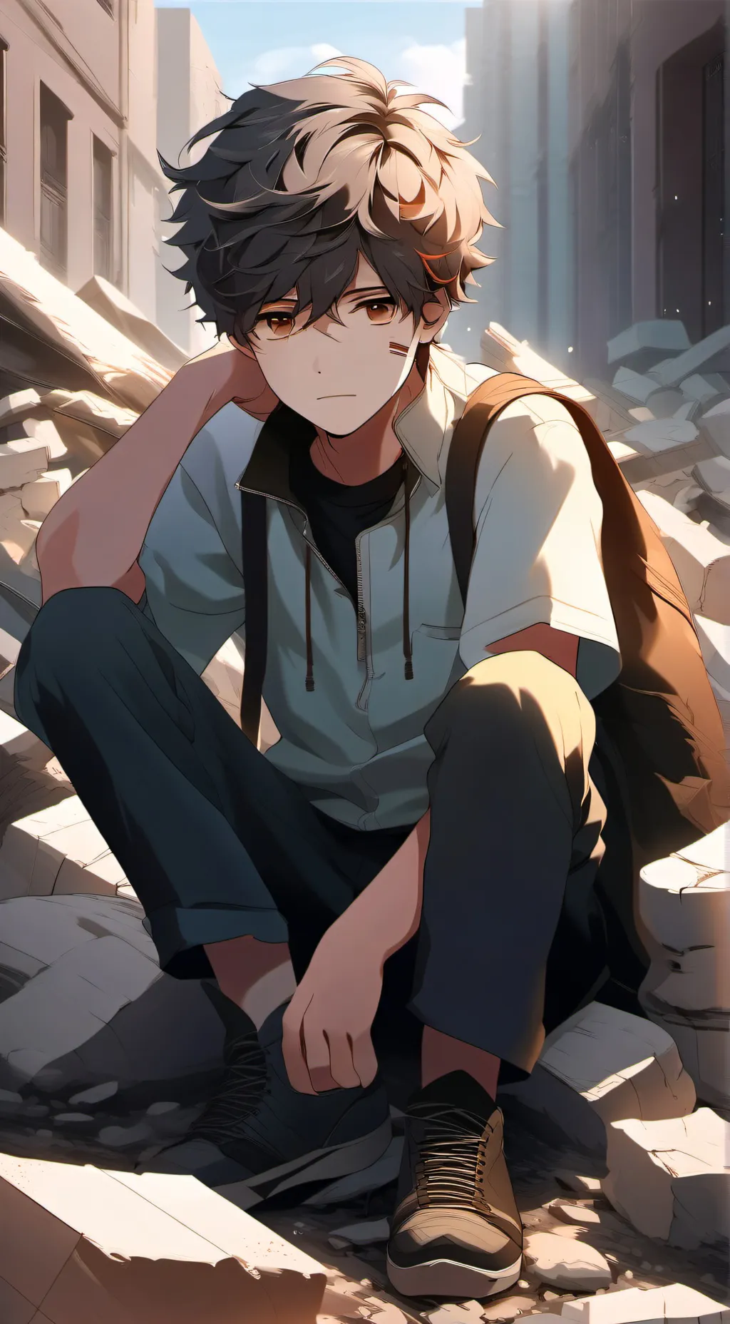 ai character: Wounded boy background