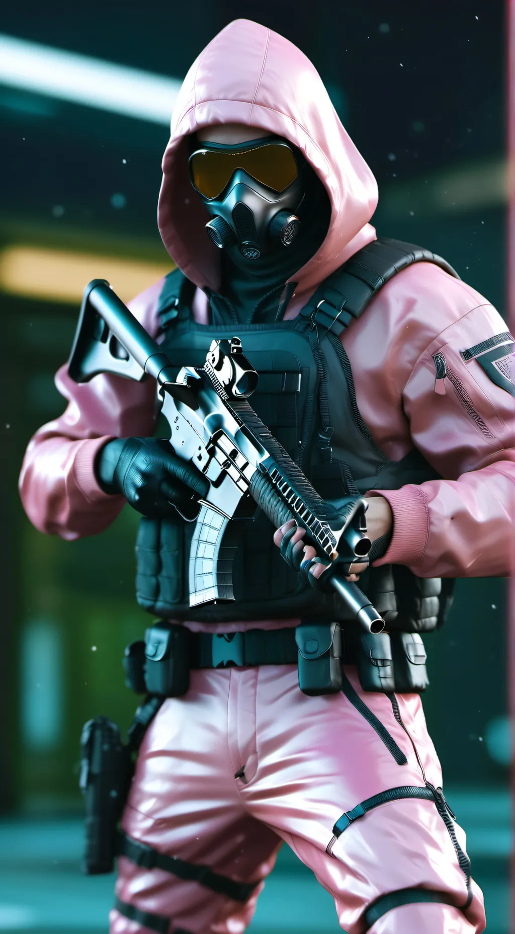 ai character: Pink soldier￼ background