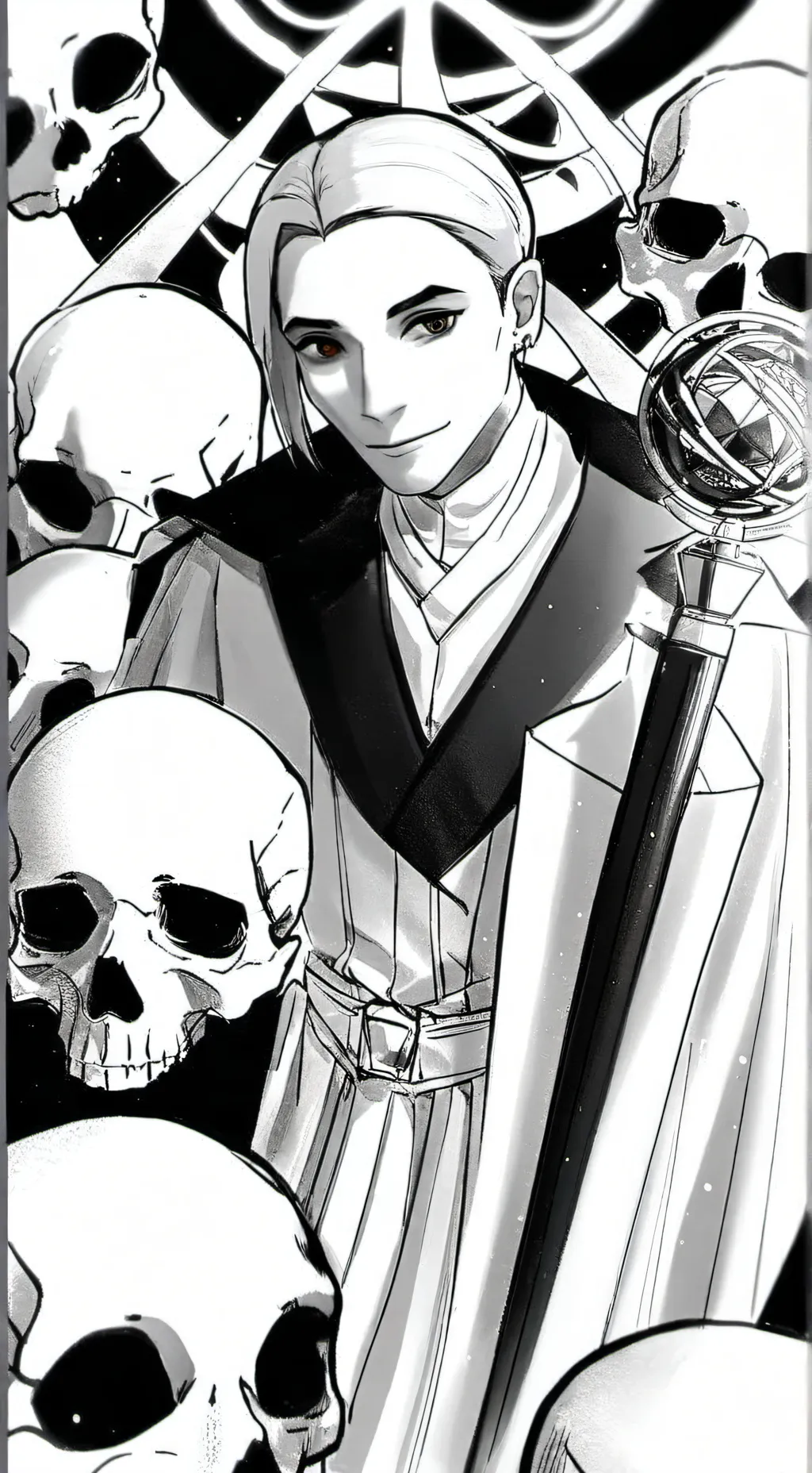 ai character: scattered skull  background