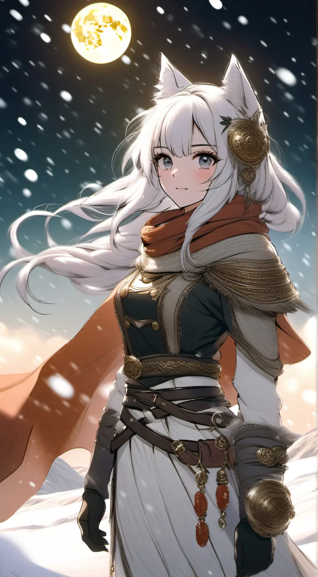 ai character: snowy background