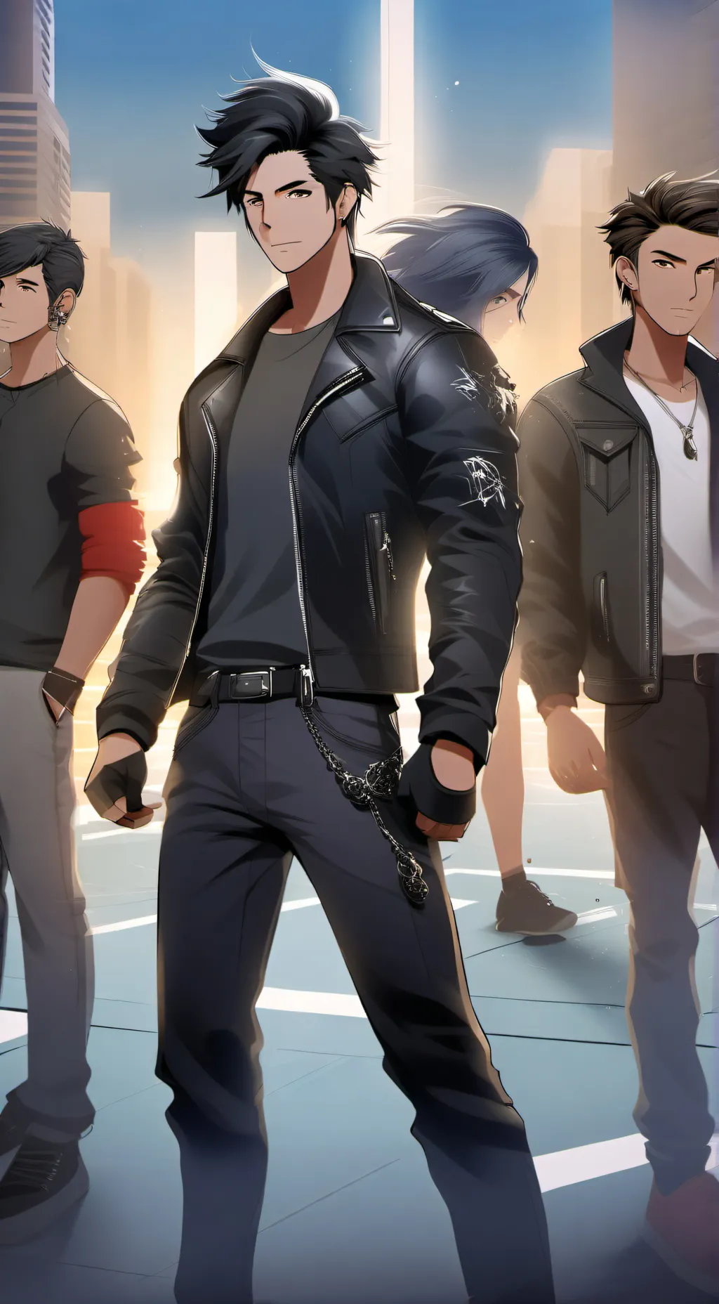 ai character: Girl in a boy band background